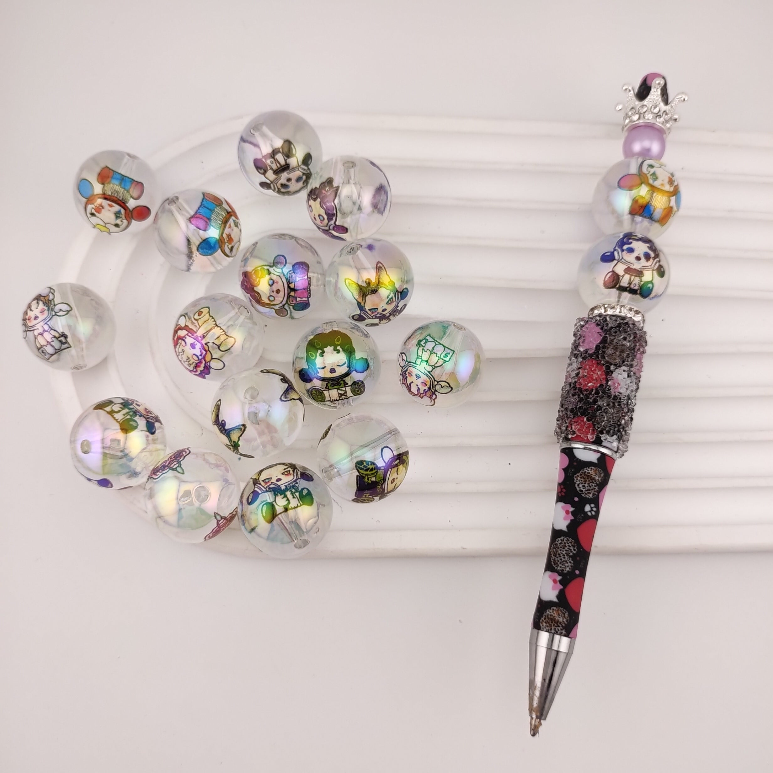 20MM Clear SP Printed Acrylic Beads Fit For Beadable Pens