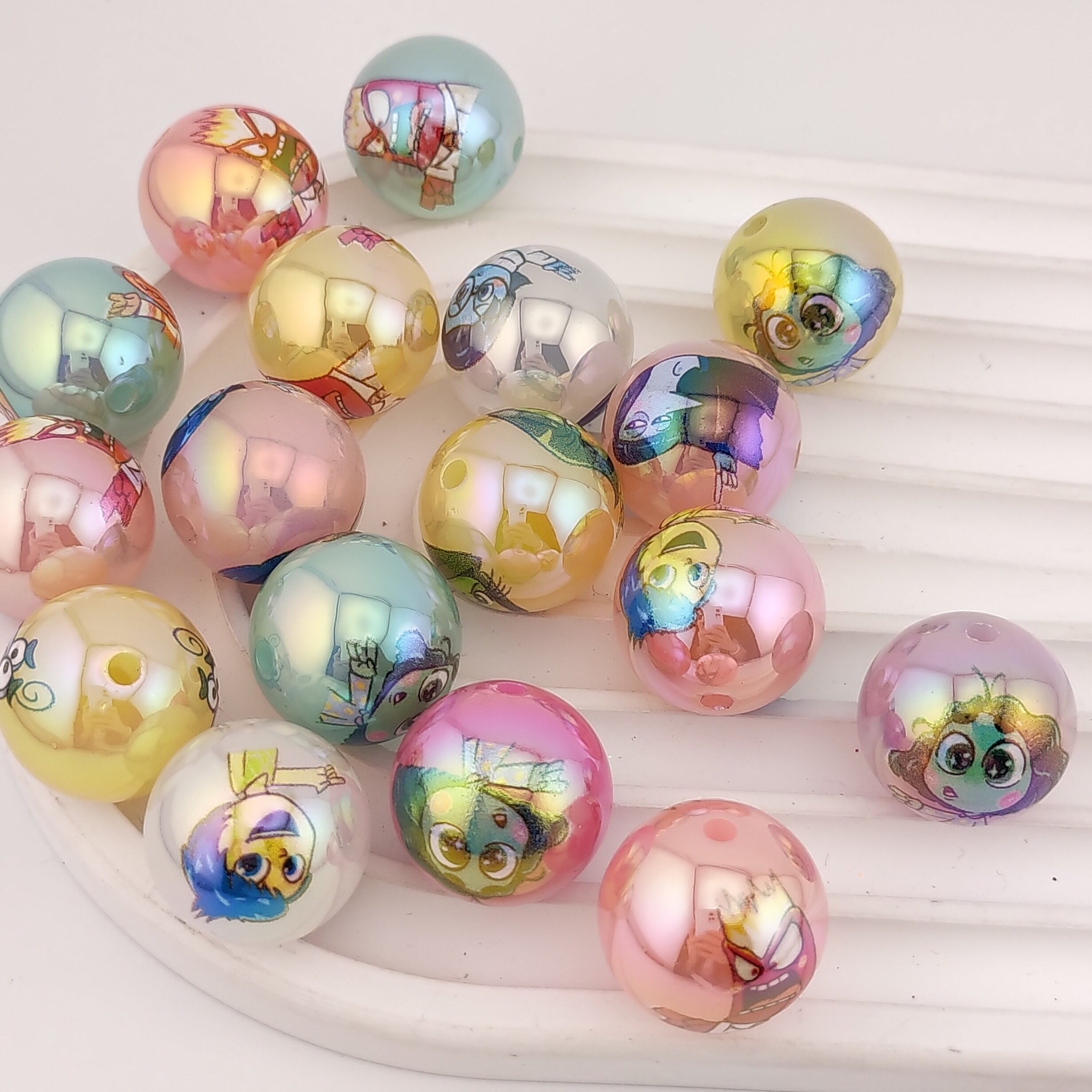 20MM  Round Candy Color Inside Out Printed Acrylic Beads Fit For Beadable Pens