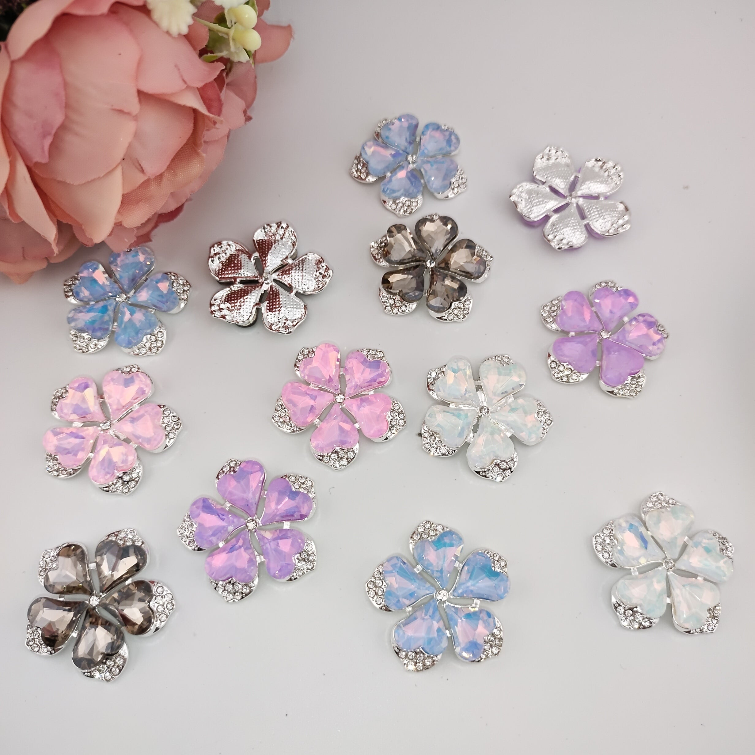 Mixed  Five Petal Flower Alloy Patch 35mm