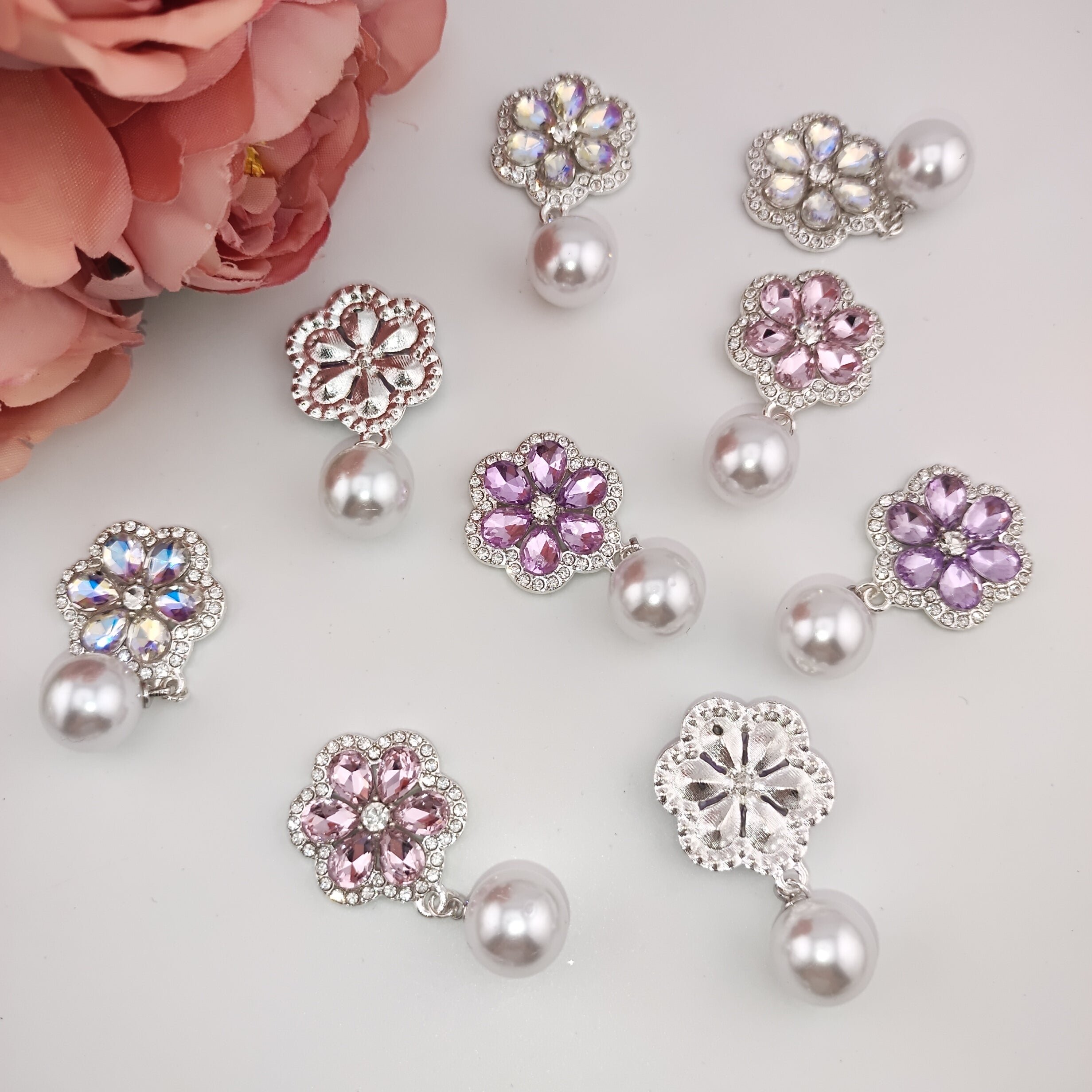 23MM Flower Alloy Patch With Pearl Charms For Making Fancy Bead