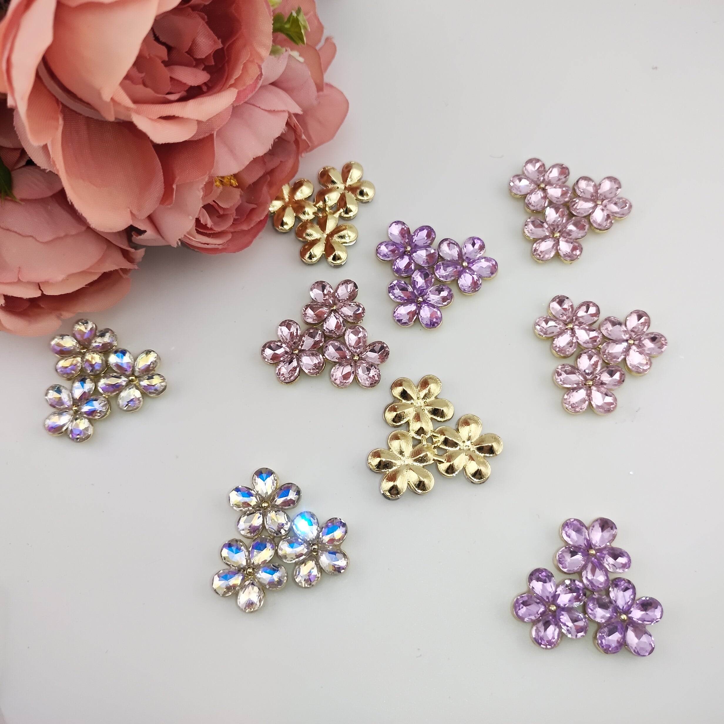 34MM Six Petal Flower Alloy Patch For Making Fancy Beads