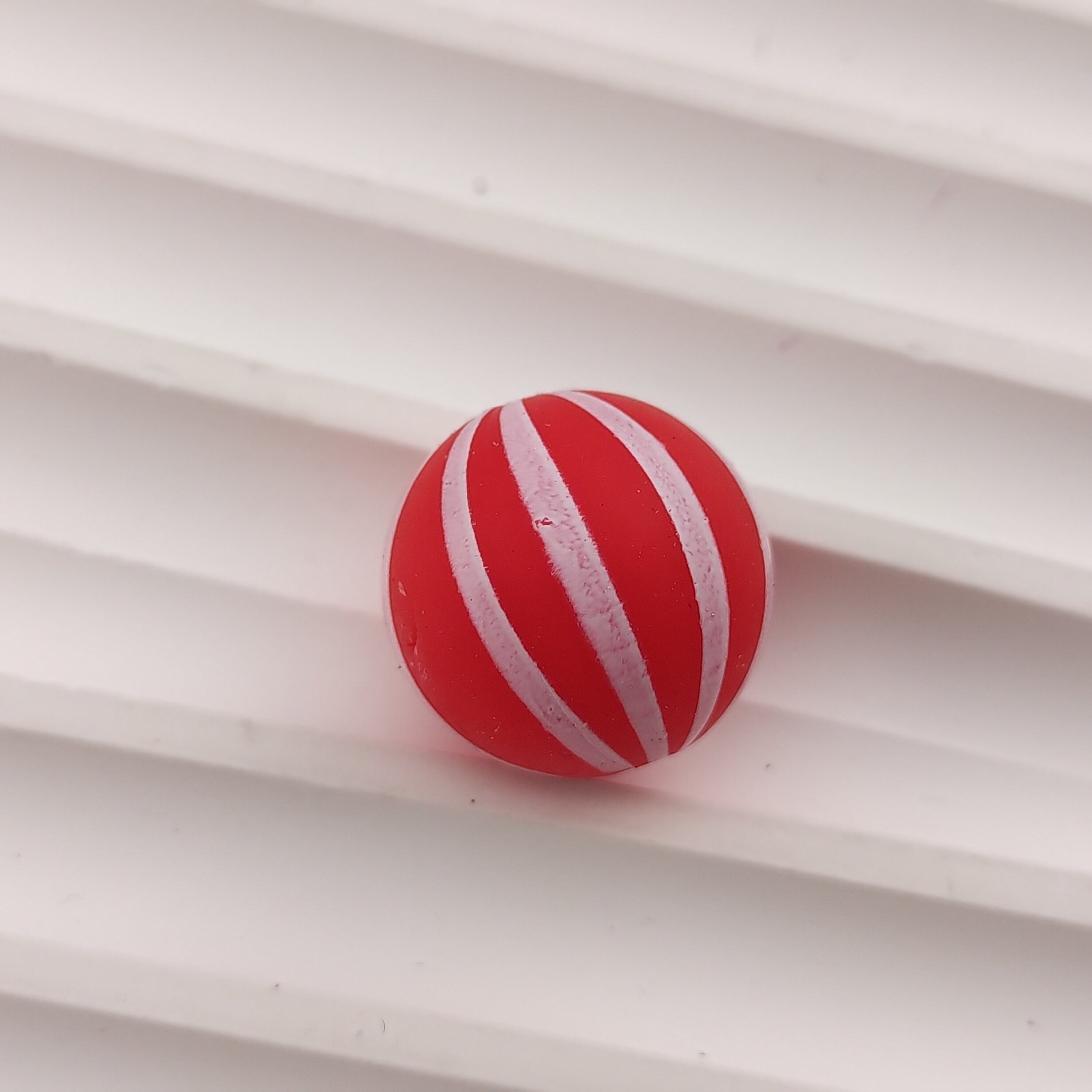 15MM Round Red&White Stitching Silicone Beads Fit For Beadable Pens