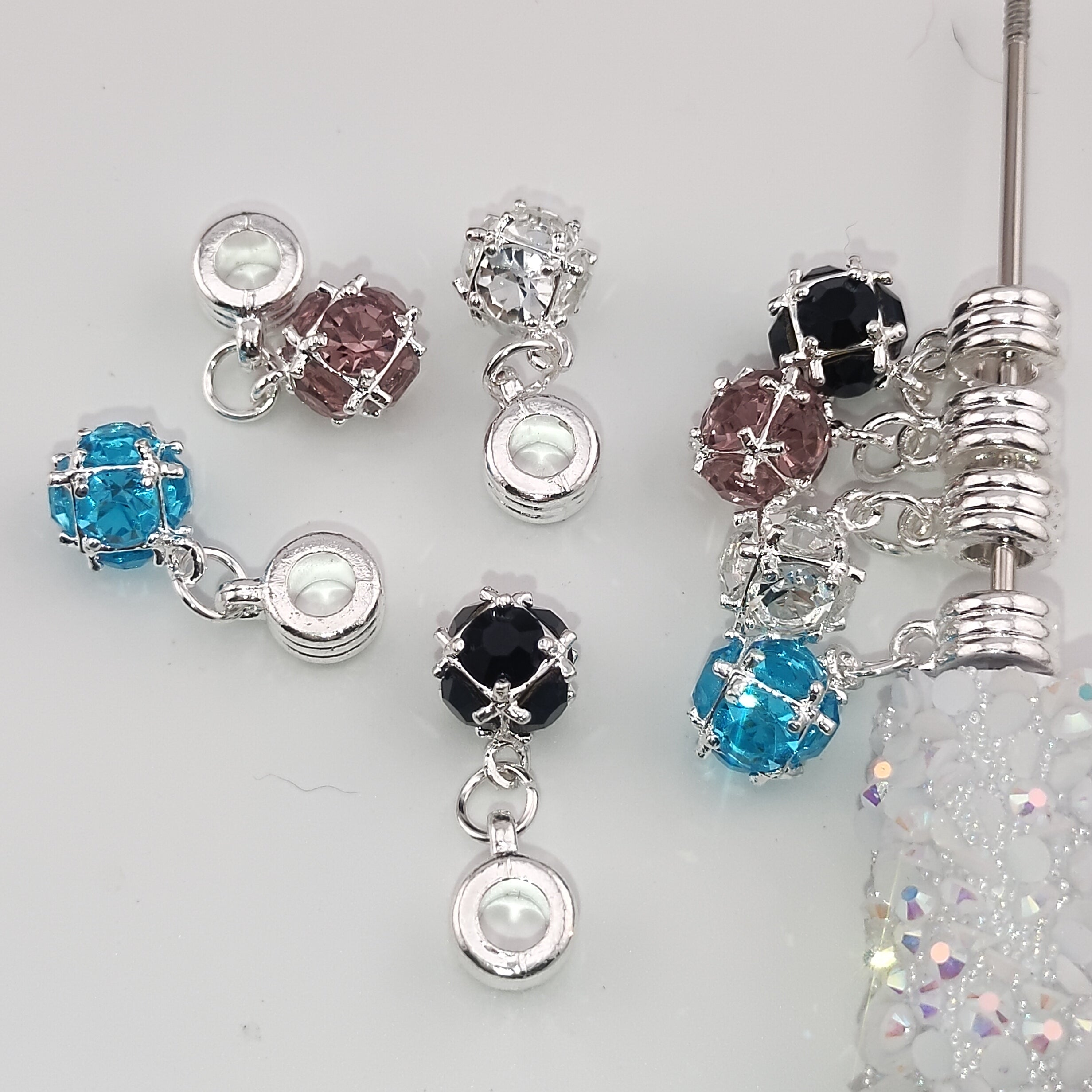 Mixed Color Crystal Spacer Charms Fit For Beadable Pens