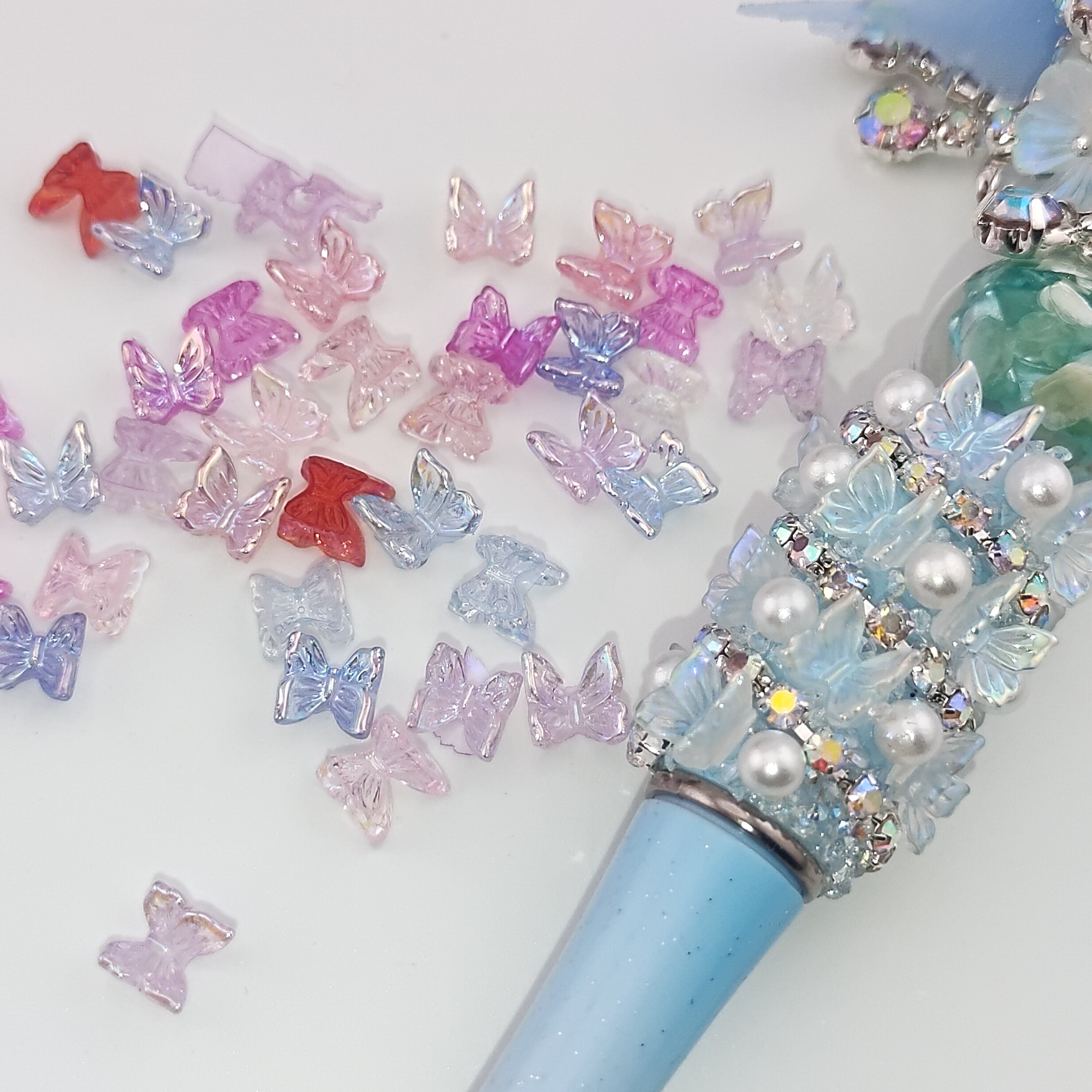 6.5mm*6.5mm  Mixed Color Mini Butterfly Resin Nail Charms For Making Fancy Pen Or Fancy Bead Or Nails