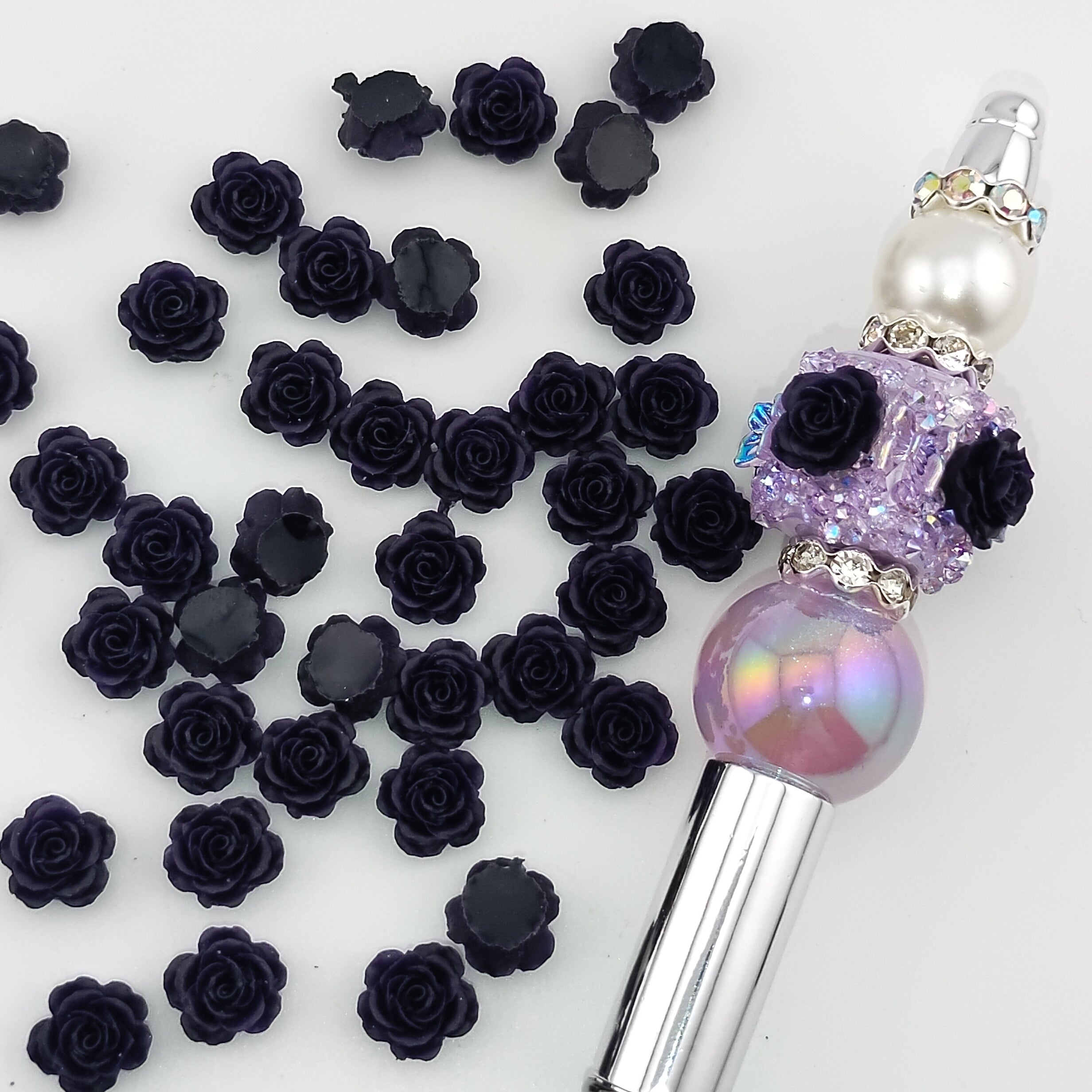 10MM Dark Purple Rose Nail Resin Charms For Making Fancy Beads Or Fancy Pens