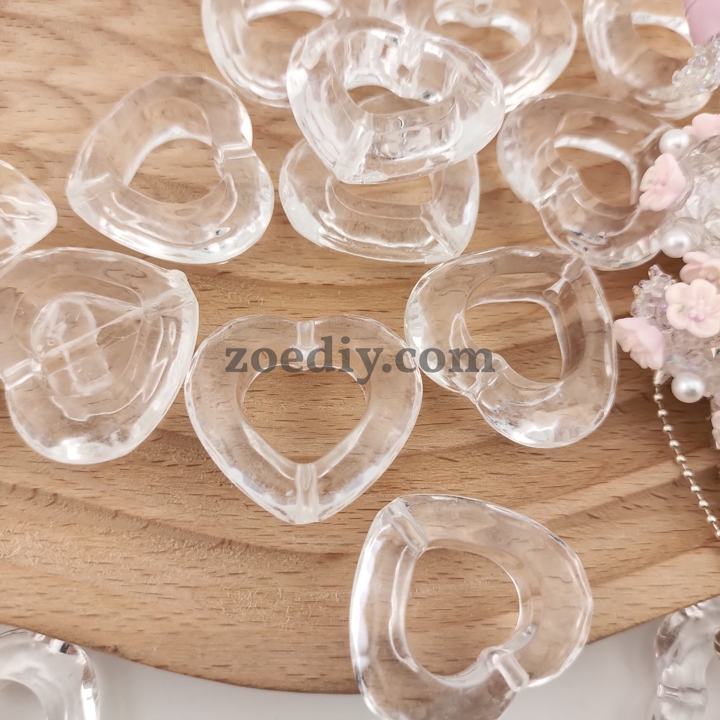 FS0945- 26MM Clear Heart Acrylic Base Beads Fit For Beadable Pens