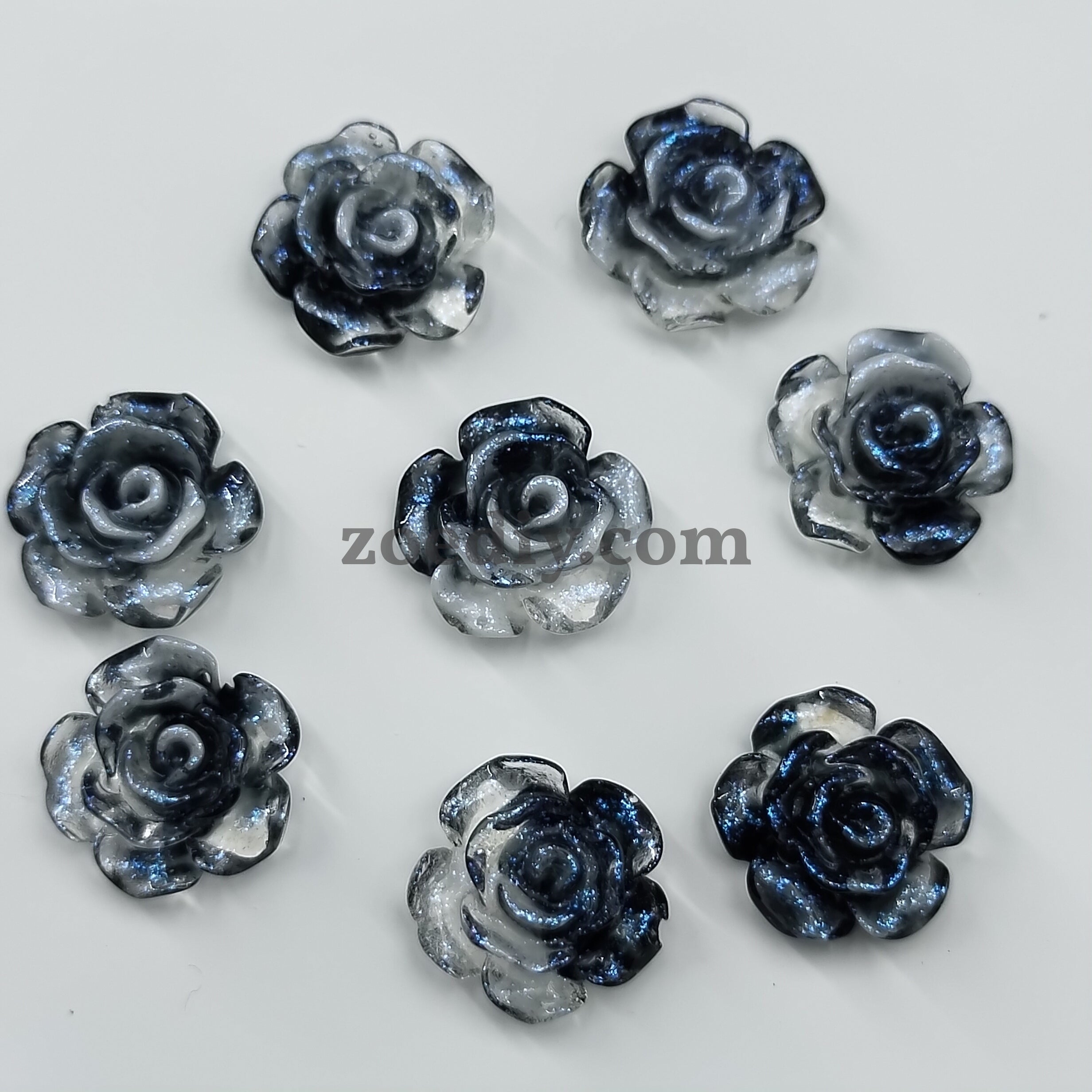 FS0924- 12MM Black White Rose Charms Accessories For Making Fancy Beads