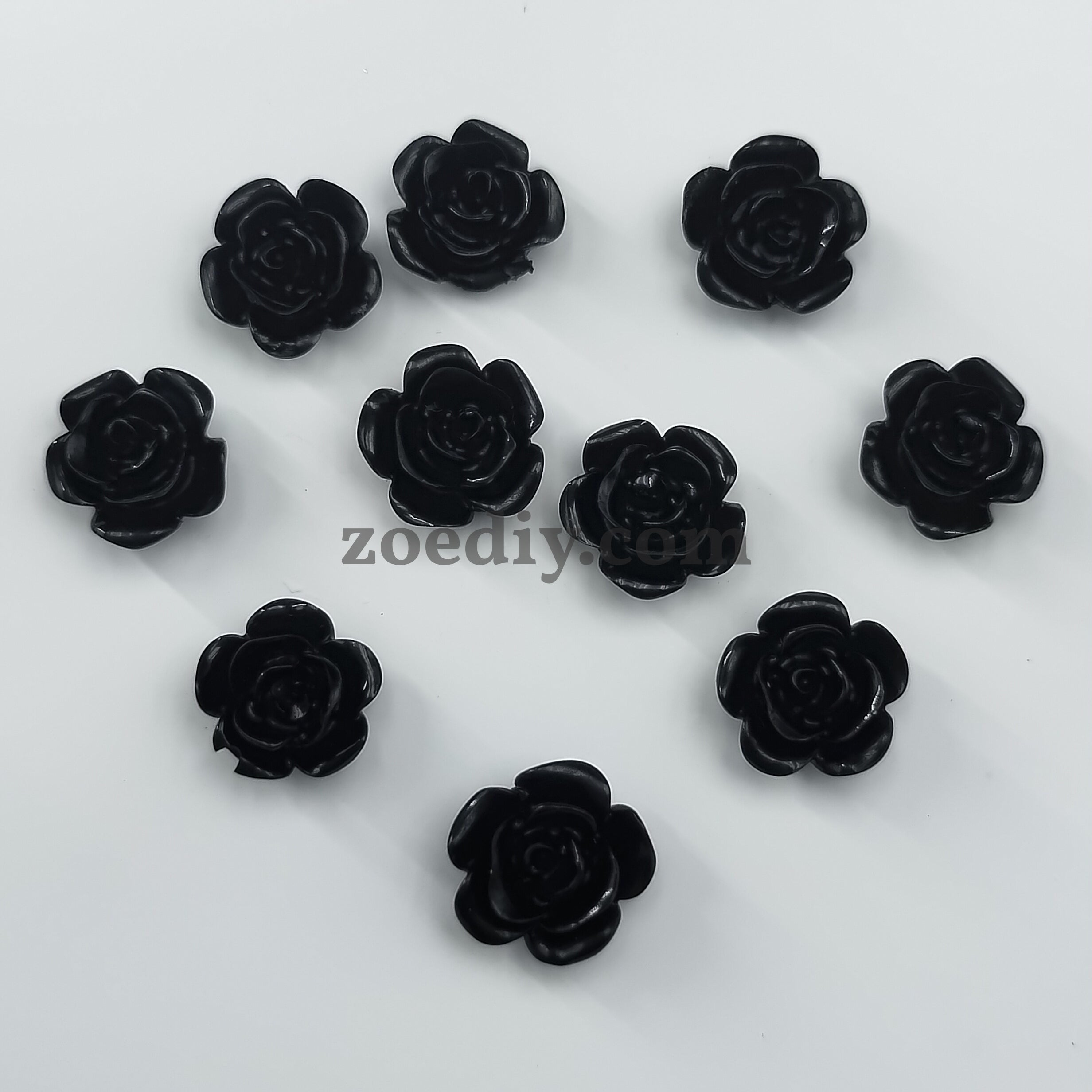 FS0922- 8mm Black Rose Charms Accessories For Making Fancy Beads