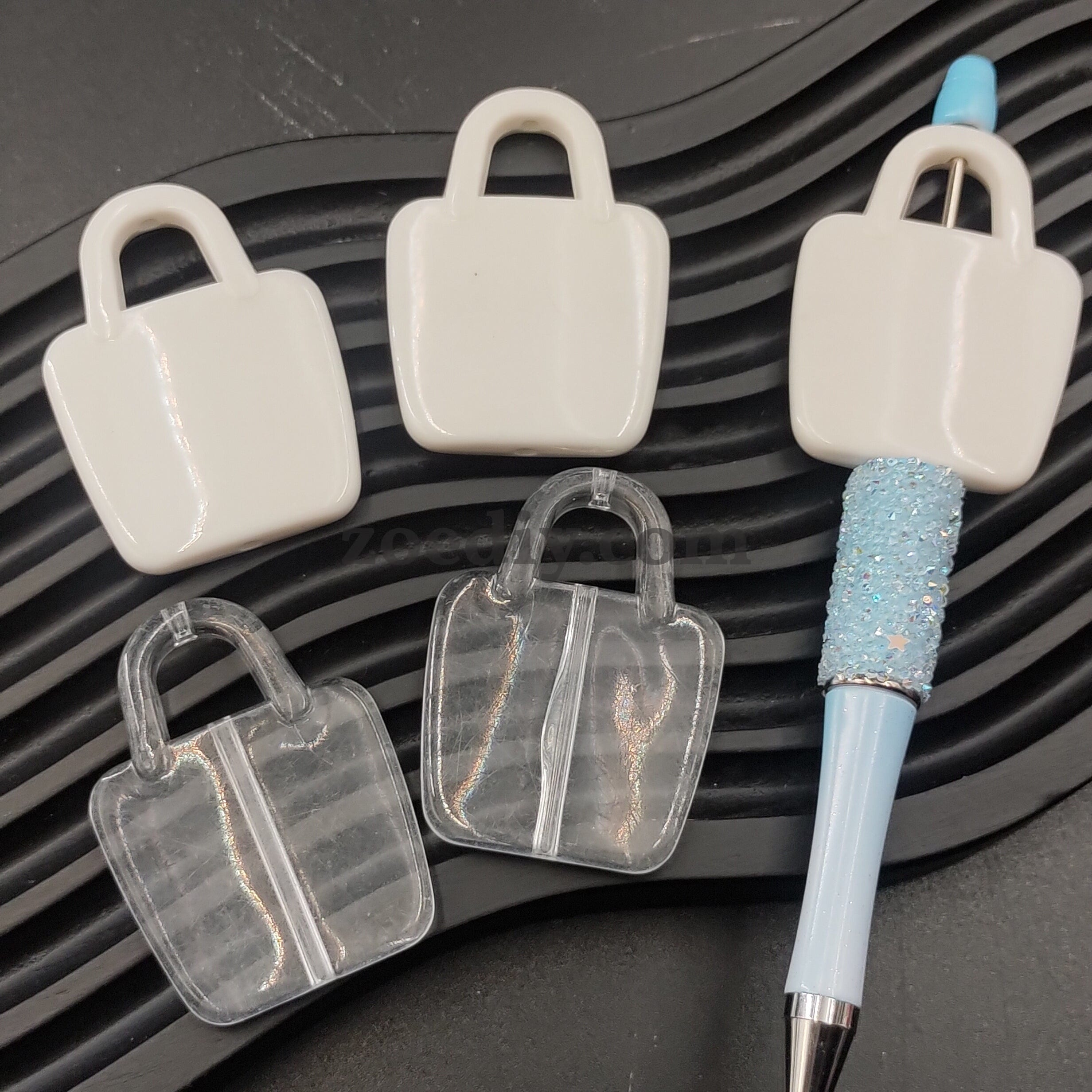 FS0319-37*50MM White Transparent Bag Based Beads Fit For Beadable Pens