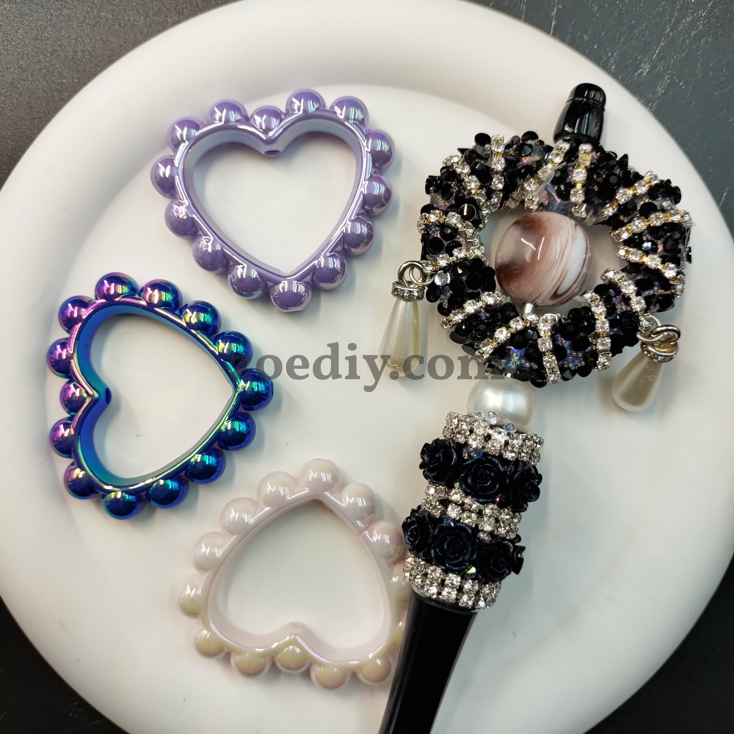 FS2389-39MM Mixed Color Solid Color Heart-shaped Acrylic Bead Frame Fit For Beadable Pens