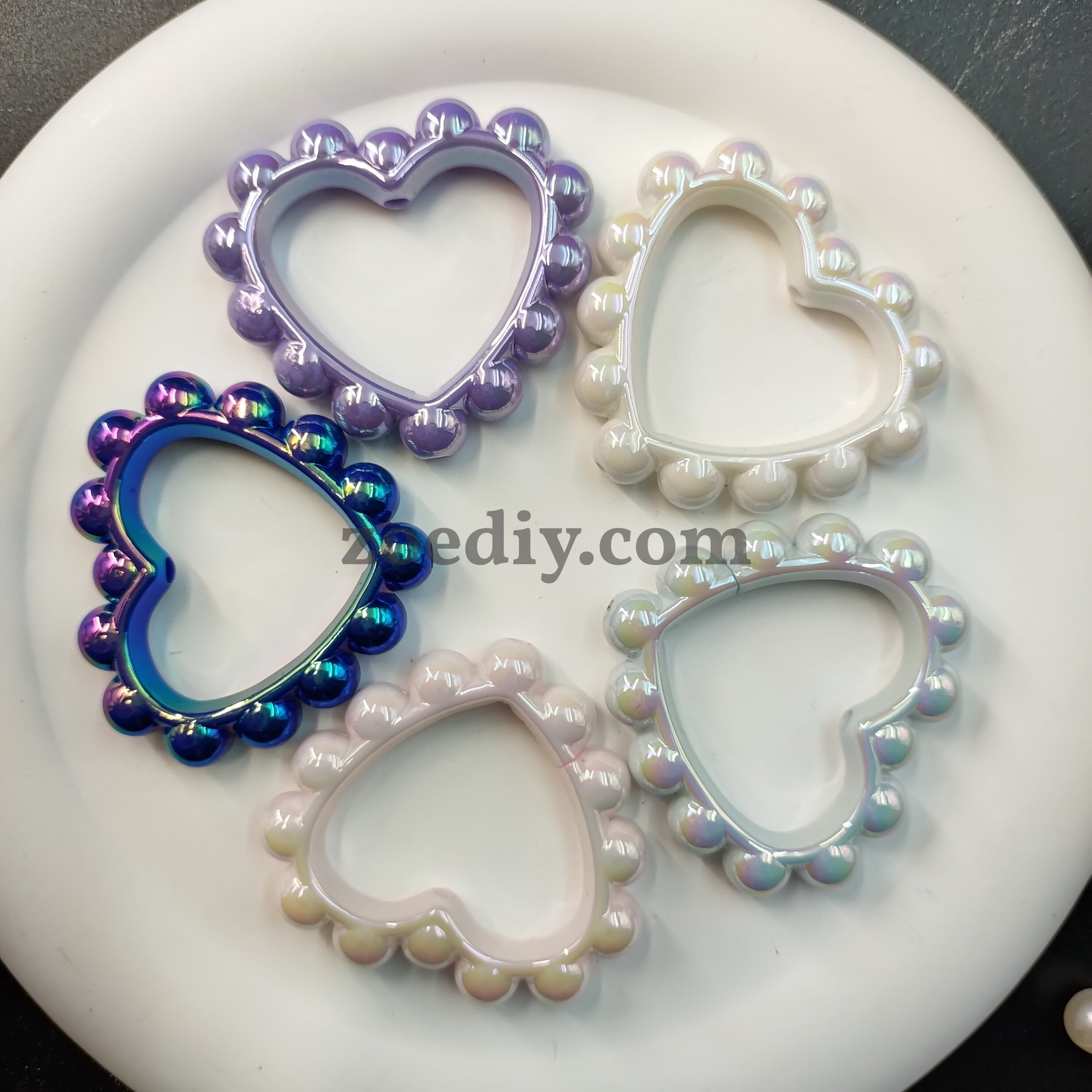 FS2389-39MM Mixed Color Solid Color Heart-shaped Acrylic Bead Frame Fit For Beadable Pens