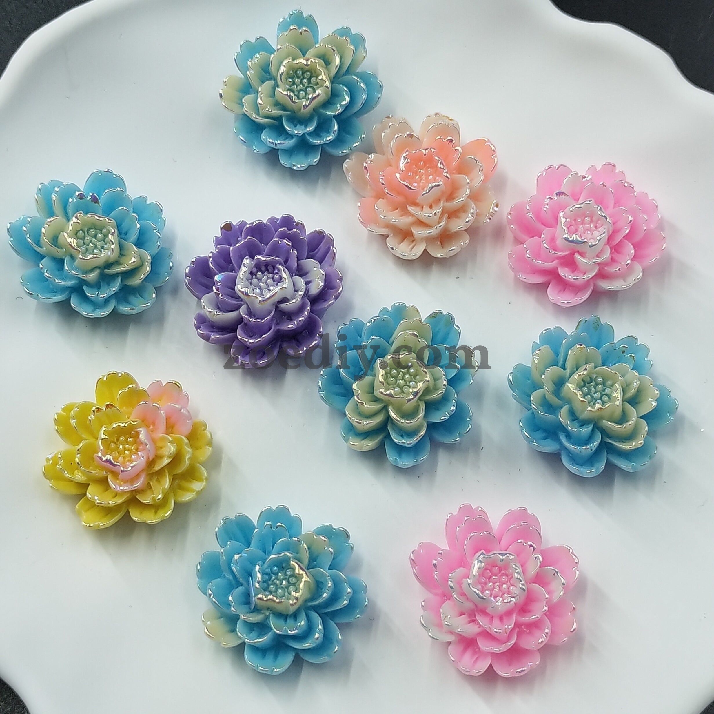 FS0309- 24MM Plastic Flower Charms Accessories For Making Fancy Beads