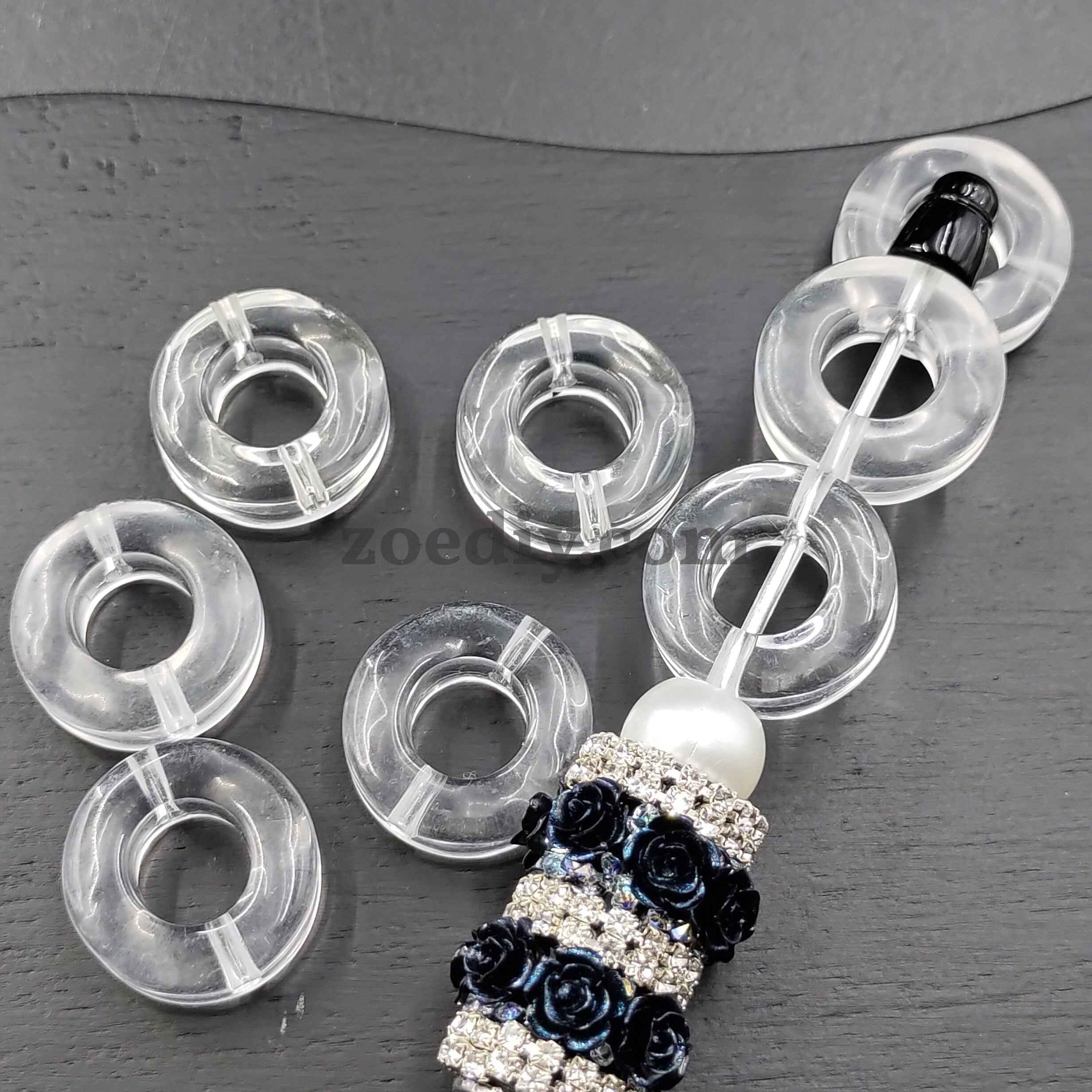 FS0837-21MM Transparent Circular Ring Acrylic Beads Fit For Beadable Pens