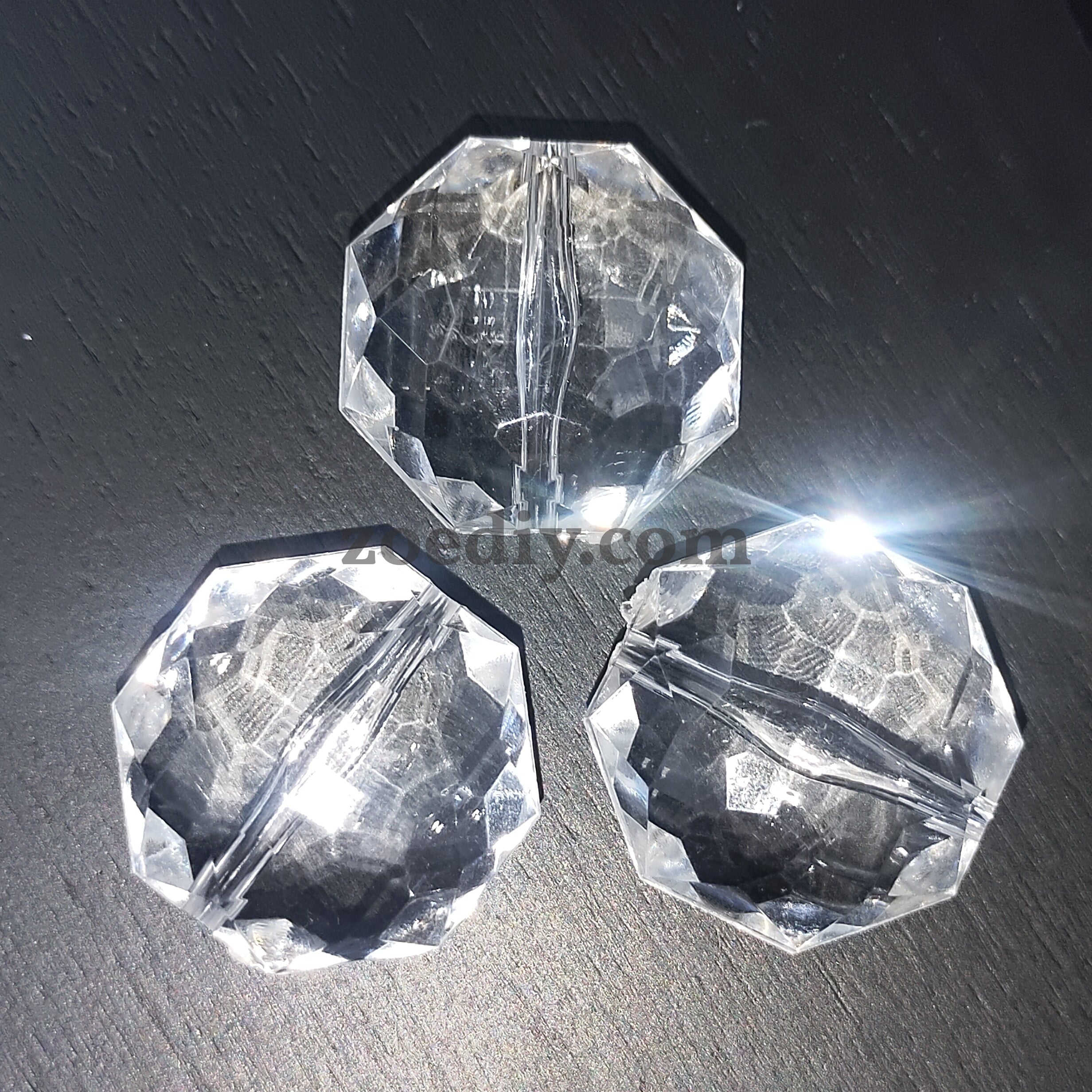 FS0835-24MM Clear Flat Round Octagonal Based Beads Fit For Beadable Pens