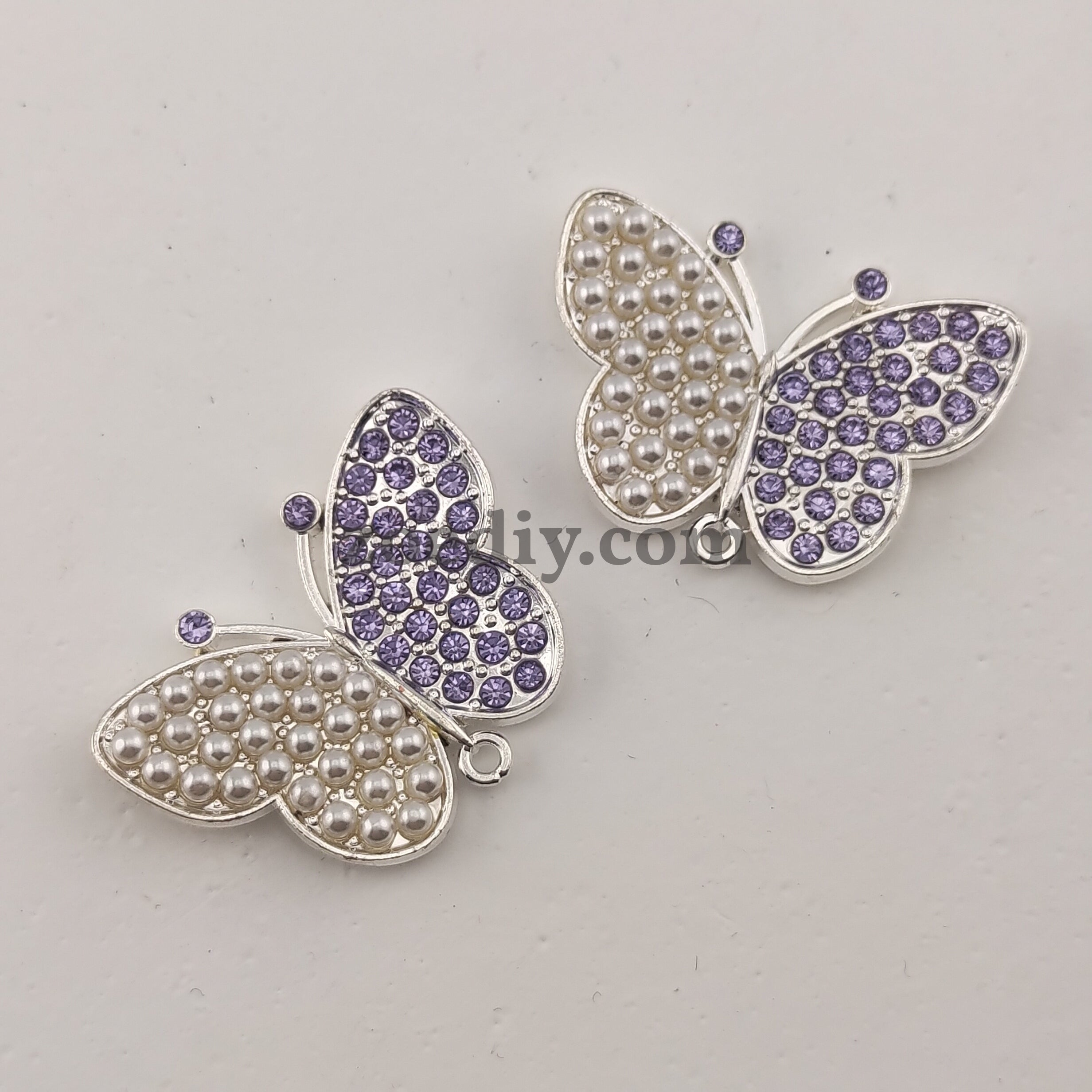 FS0317- 33MM Butterfly With Diamonds and Pearls Fancy Charms Accessories For Making Fancy Beads