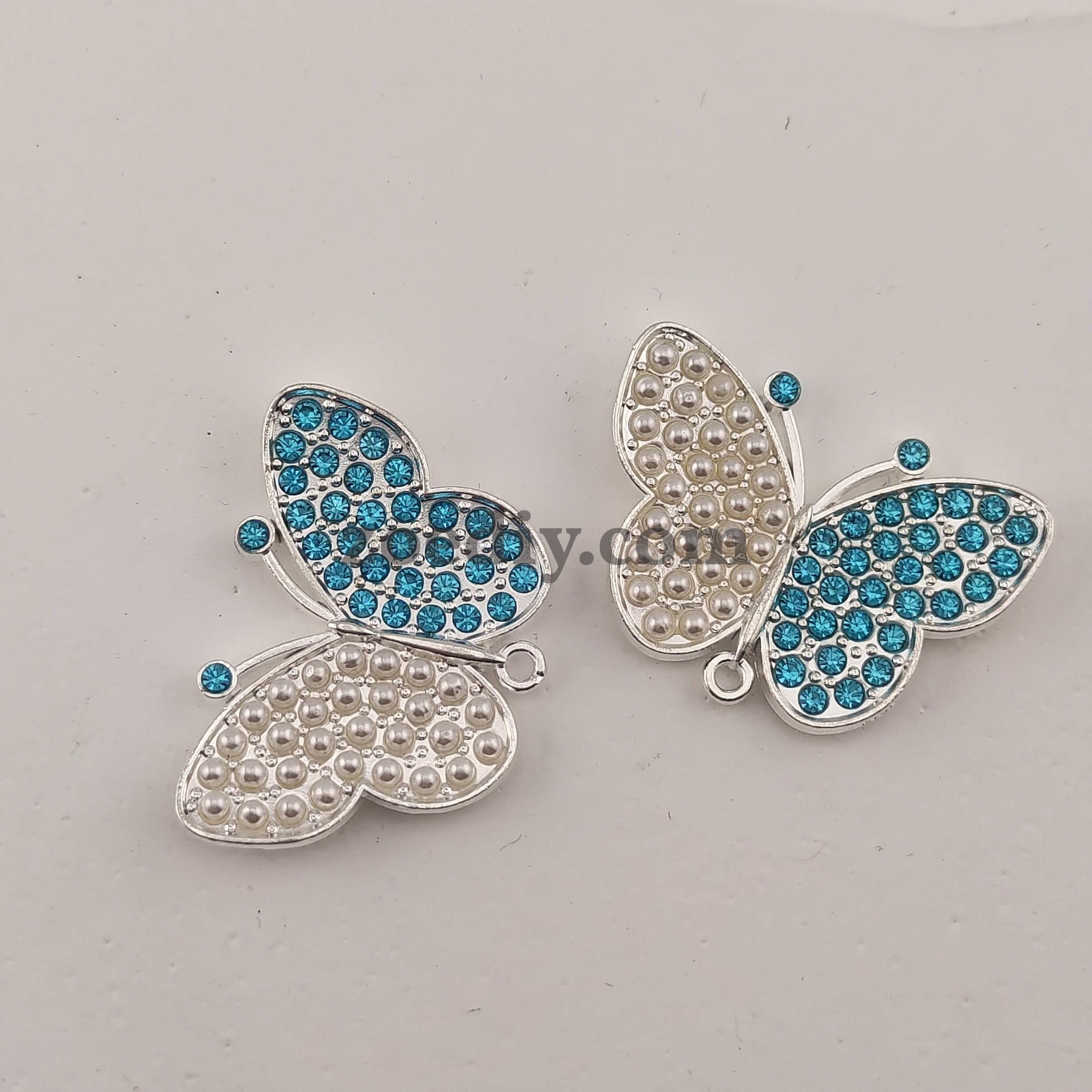 FS0317- 33MM Butterfly With Diamonds and Pearls Fancy Charms Accessories For Making Fancy Beads