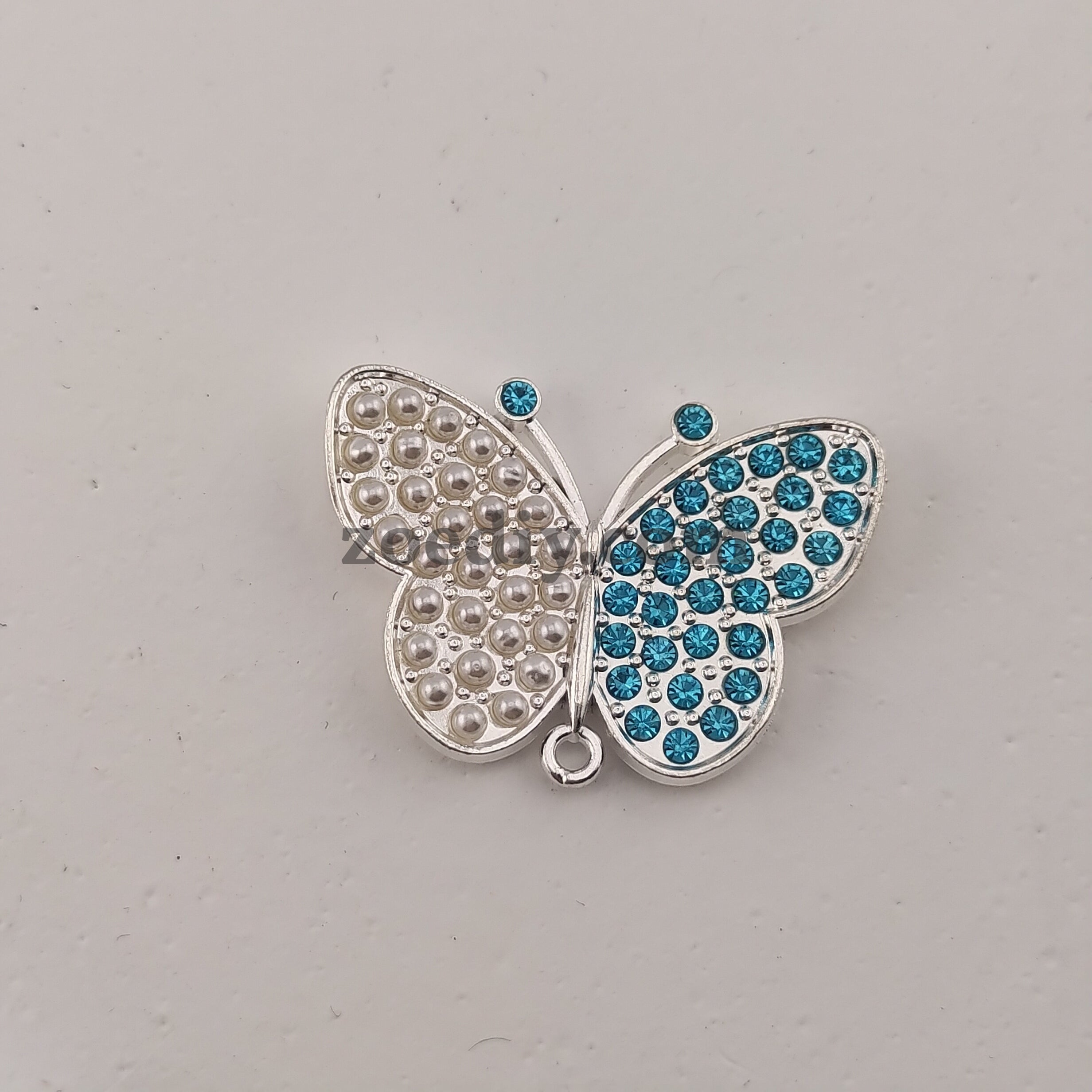 FS0317- 33MM Butterfly With Diamonds and Pearls Fancy Charms Accessories For Making Fancy Beads