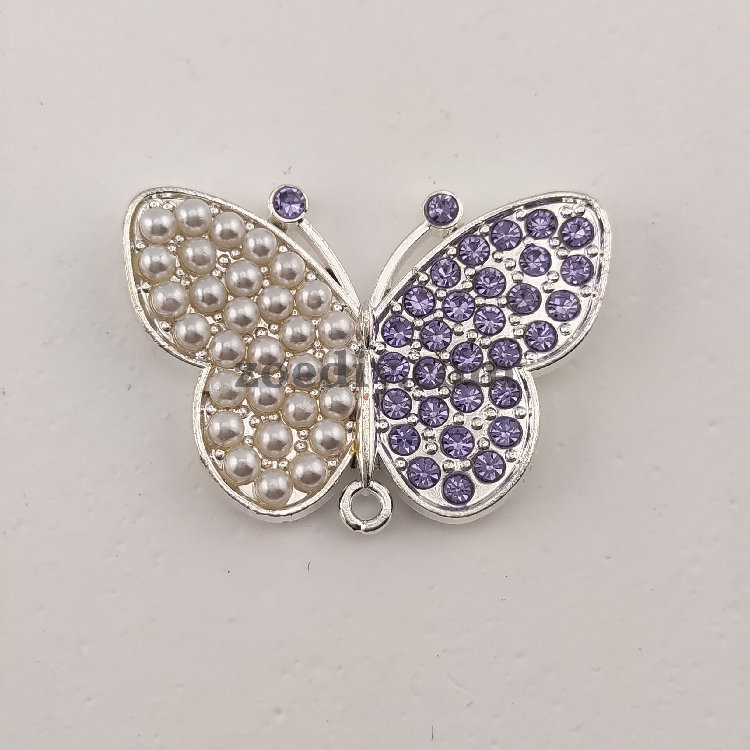 FS0317- 33MM Butterfly With Diamonds and Pearls Fancy Charms Accessories For Making Fancy Beads