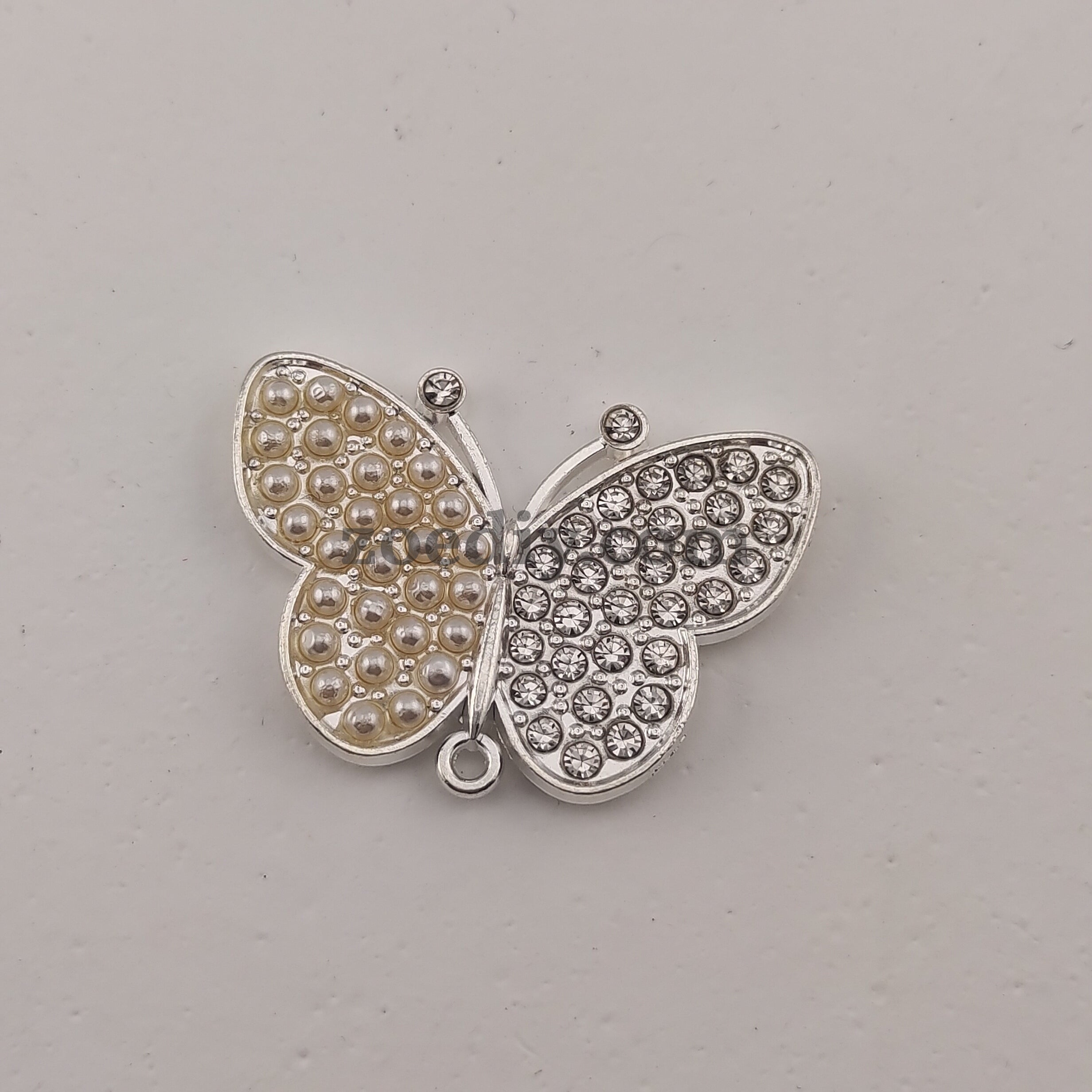 FS0317- 33MM Butterfly With Diamonds and Pearls Fancy Charms Accessories For Making Fancy Beads