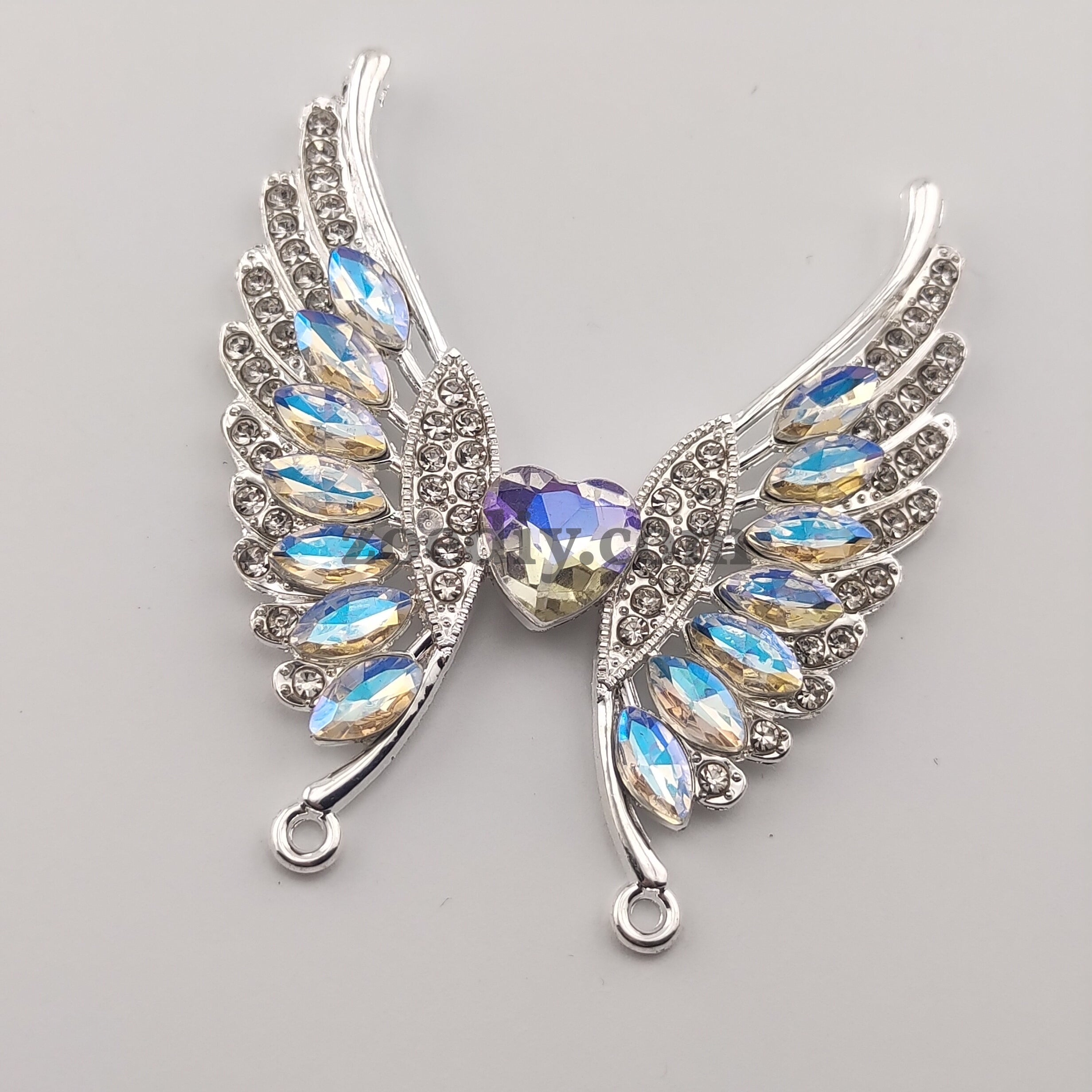 FS0316- 54.5MM Heart Wings Diamonds Charms Accessories For Making Fancy Beads