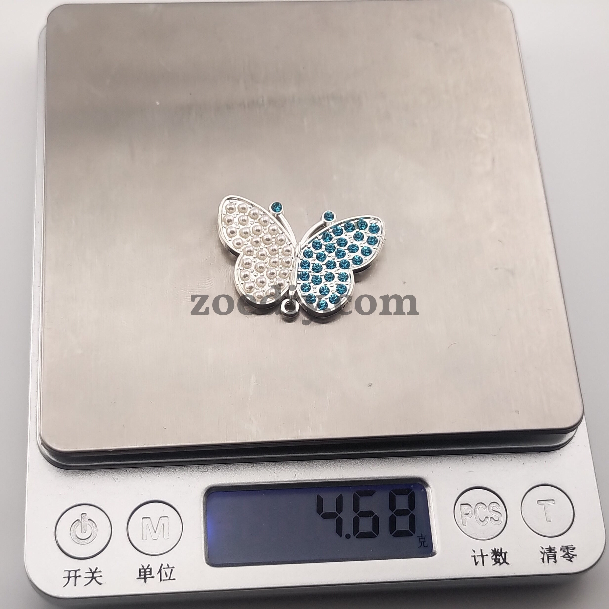 FS0317- 33MM Butterfly With Diamonds and Pearls Fancy Charms Accessories For Making Fancy Beads