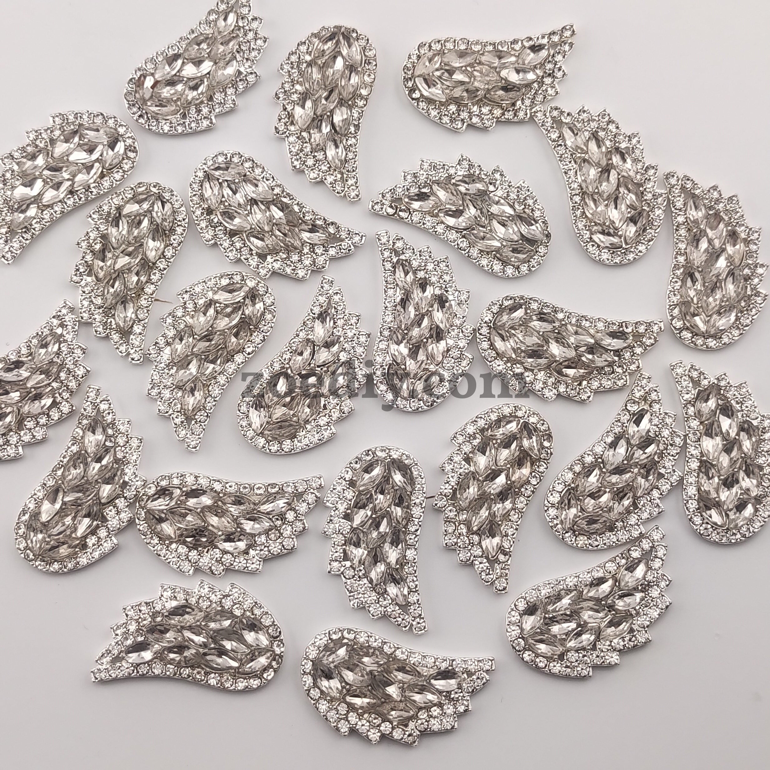 FS0318- 30MM silver Metal Wings Charms with Diamonds Accessories For Made Fancy Beads