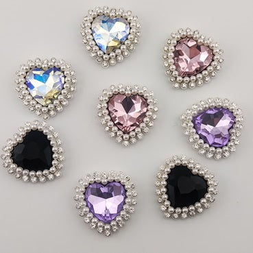 29.5mm Heart Charms Accessories With Diamond and Pearl For Making Fancy Beads