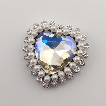 29.5mm Heart Charms Accessories With Diamond and Pearl For Making Fancy Beads