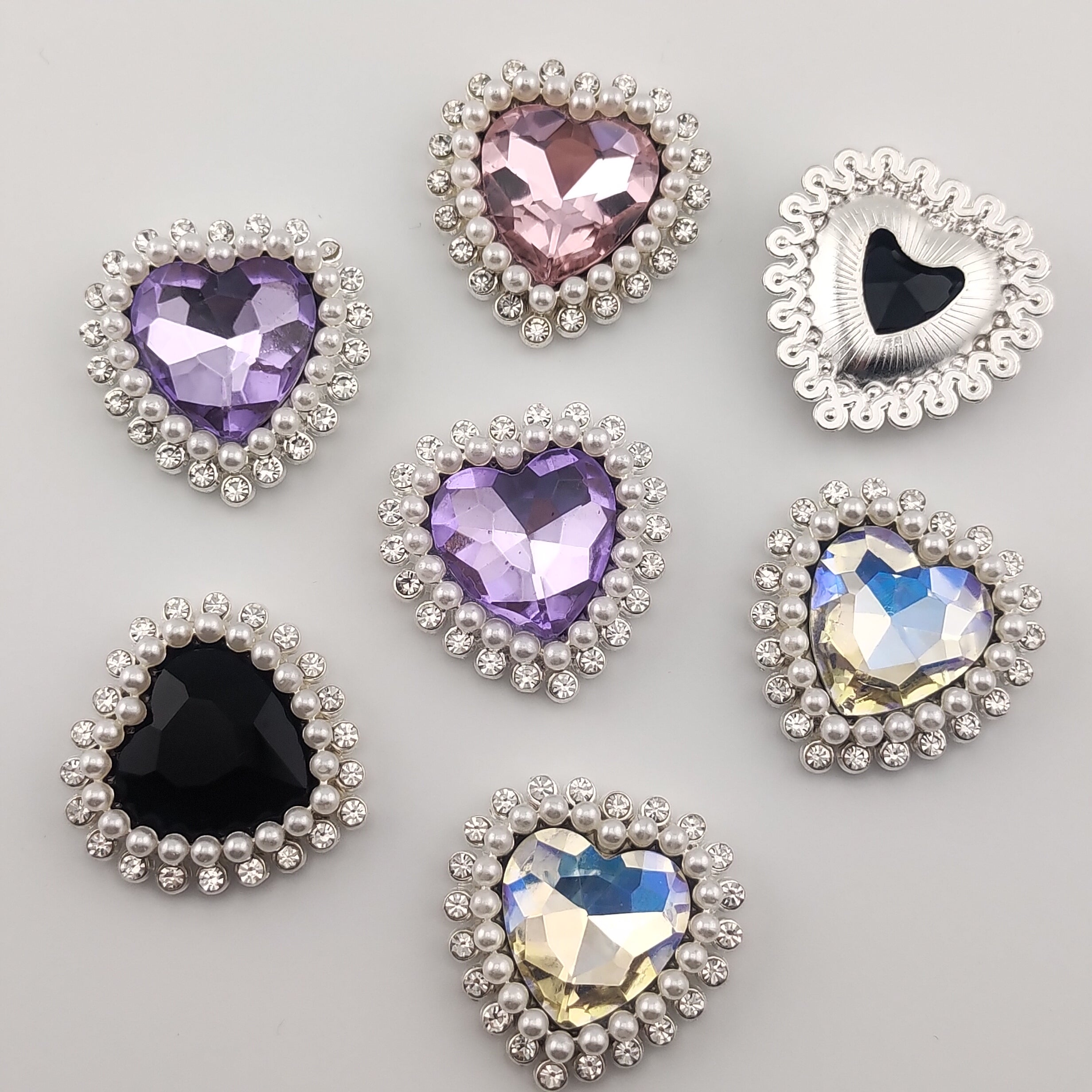 29.5mm Heart Charms Accessories With Diamond and Pearl For Making Fancy Beads