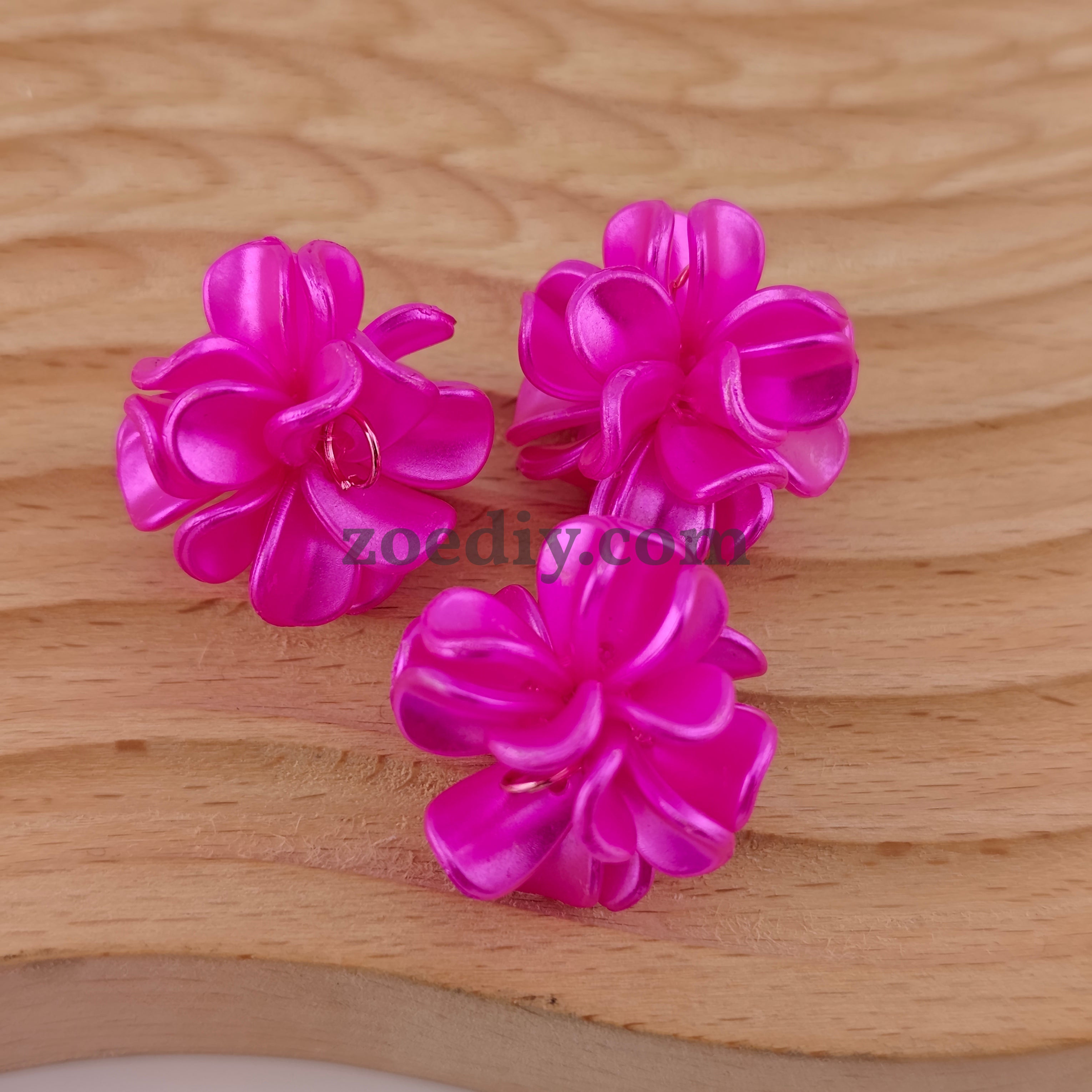 FS1013- 28MM Pearl Looking Flower Beads With  Ring Connector Fit For Beadable Pens