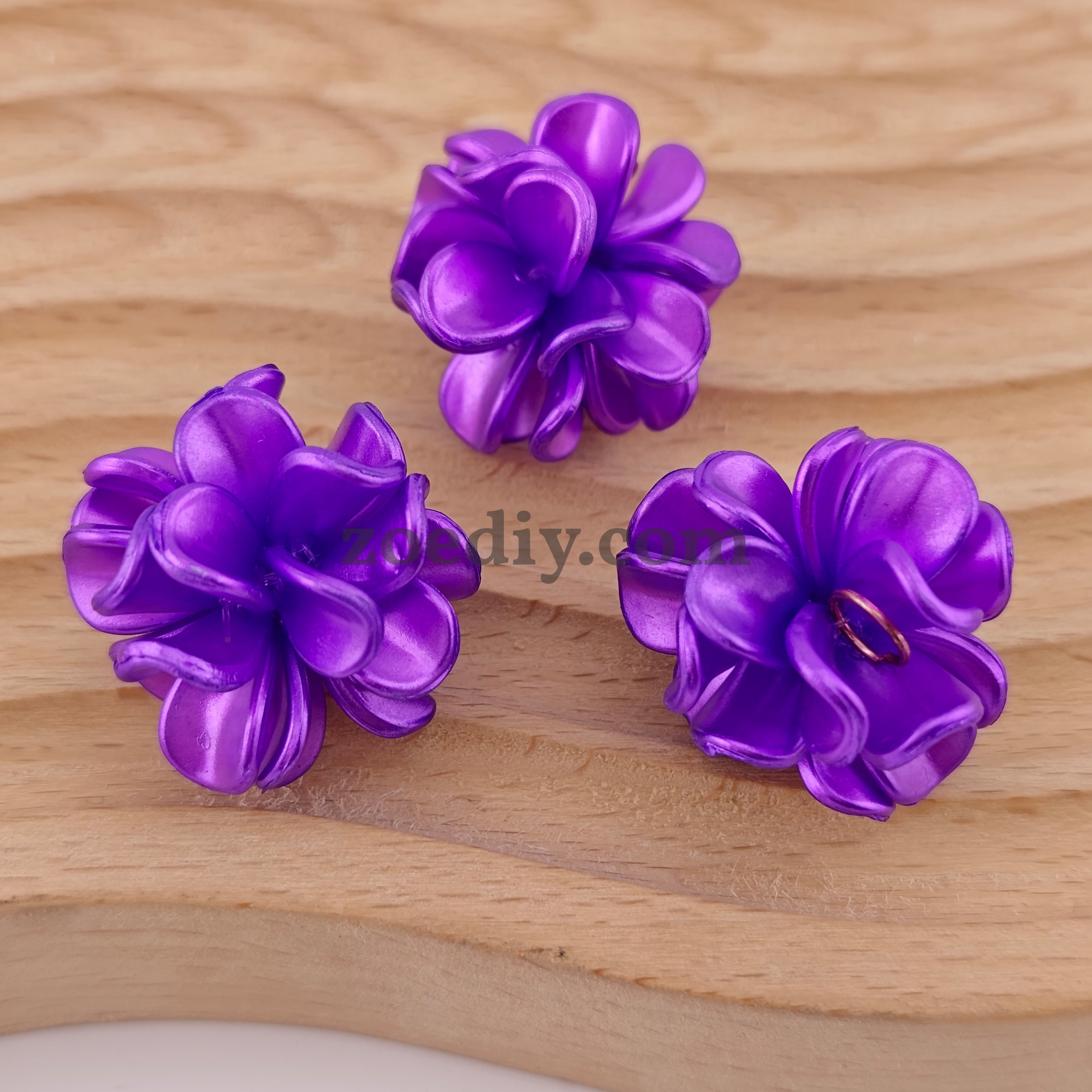 FS1013- 28MM Pearl Looking Flower Beads With  Ring Connector Fit For Beadable Pens