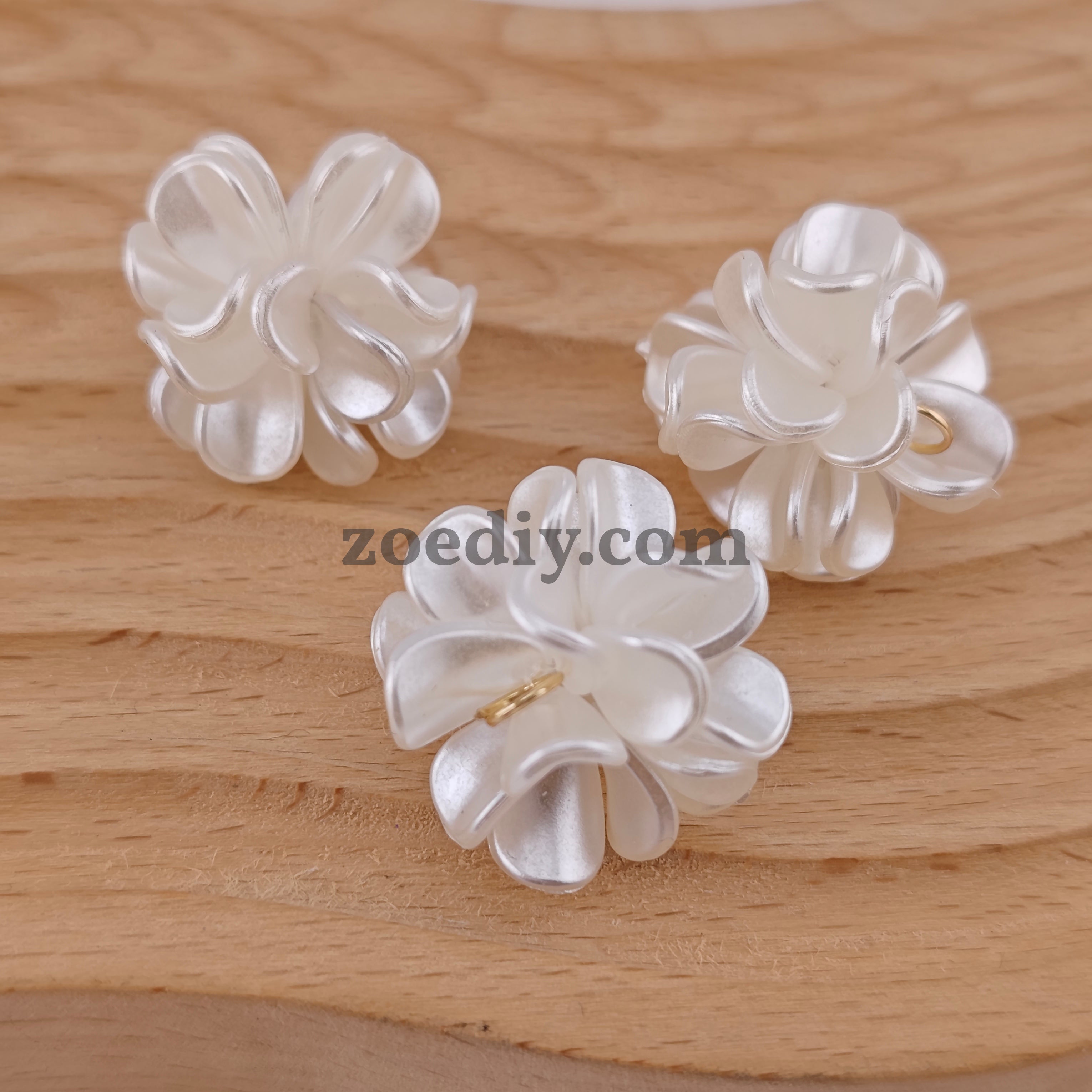 FS1013- 28MM Pearl Looking Flower Beads With  Ring Connector Fit For Beadable Pens