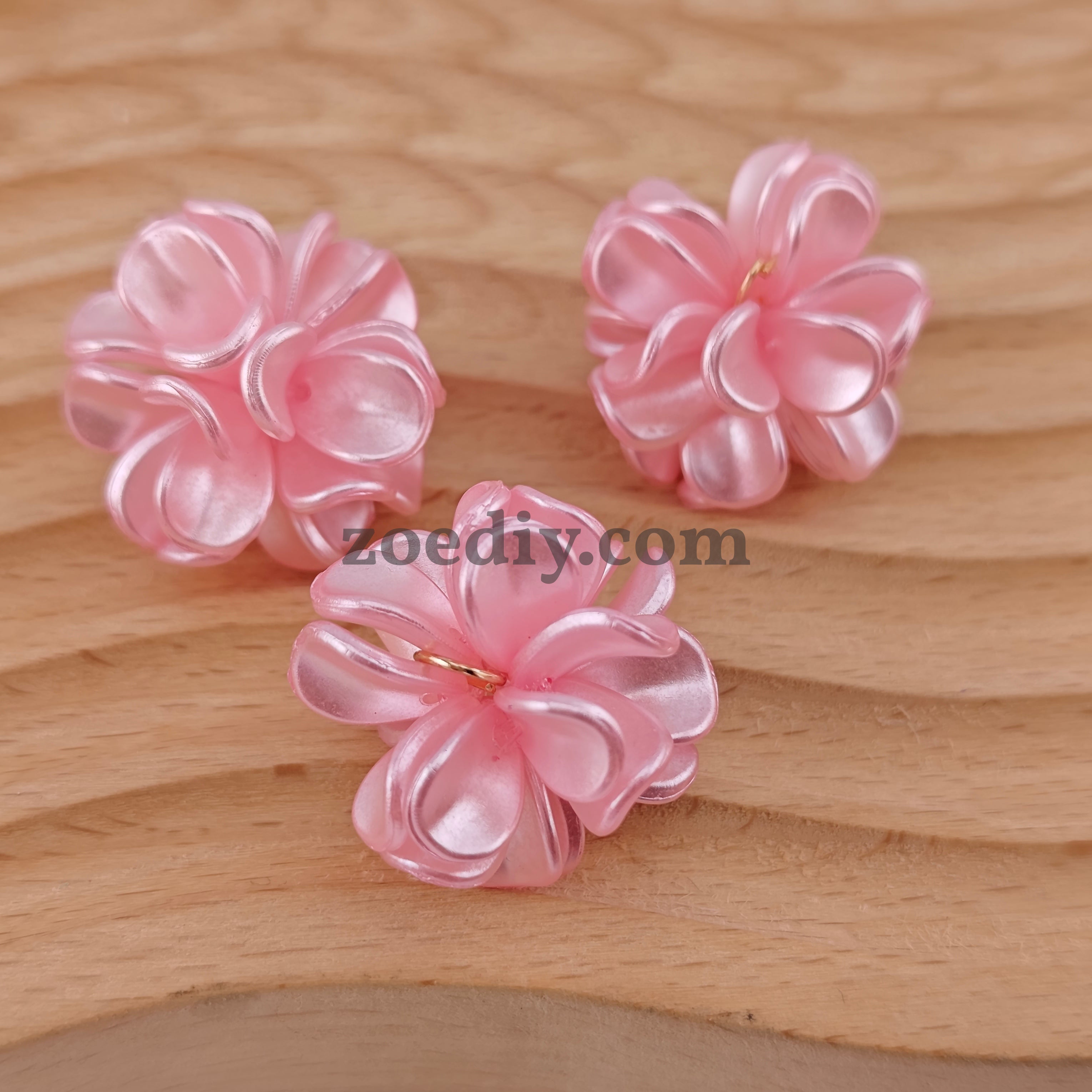 FS1013- 28MM Pearl Looking Flower Beads With  Ring Connector Fit For Beadable Pens