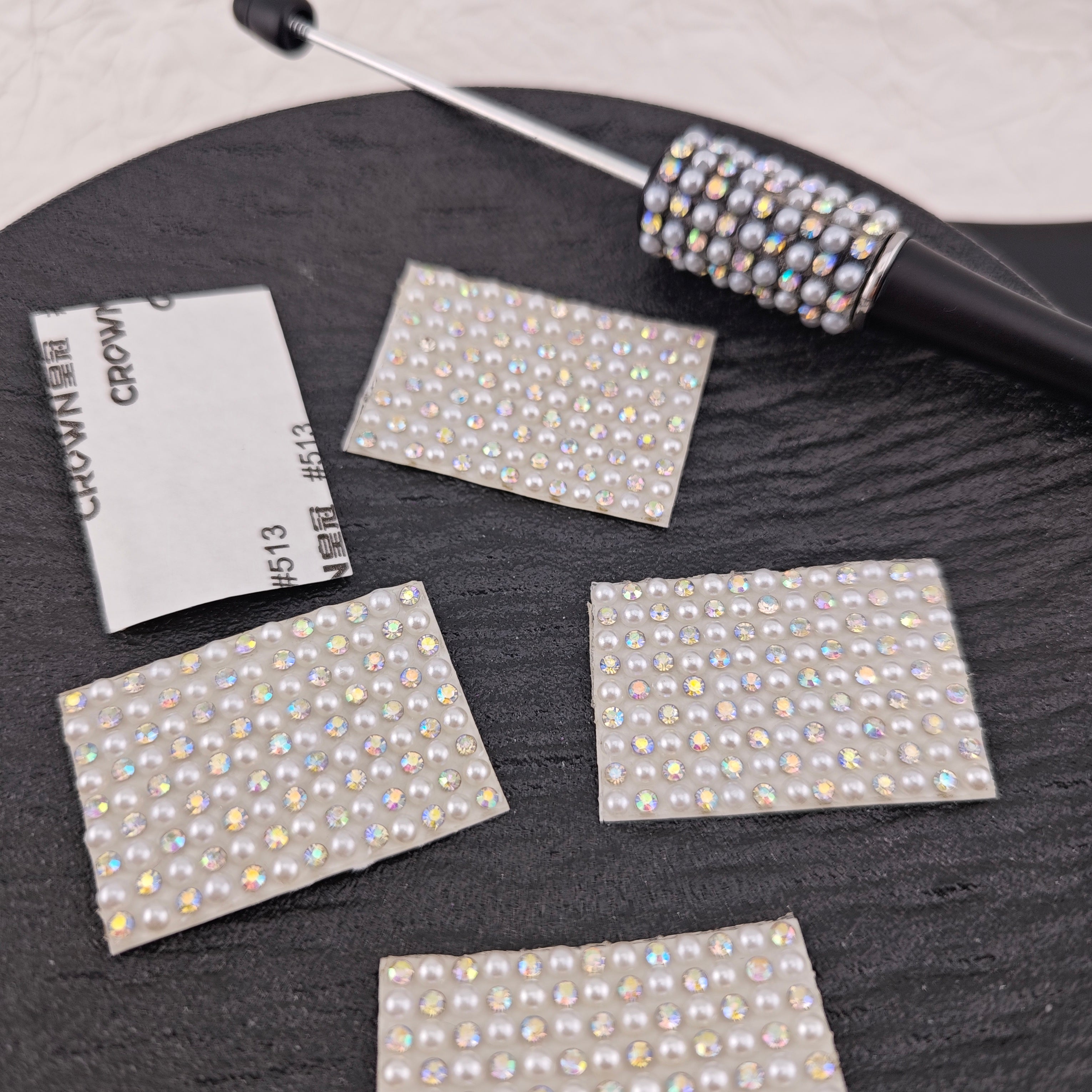 FS2743- Pre-Cut AB Diamonds + Pearl Pens Wraps Pen Tapes Fit For Beadable Pens