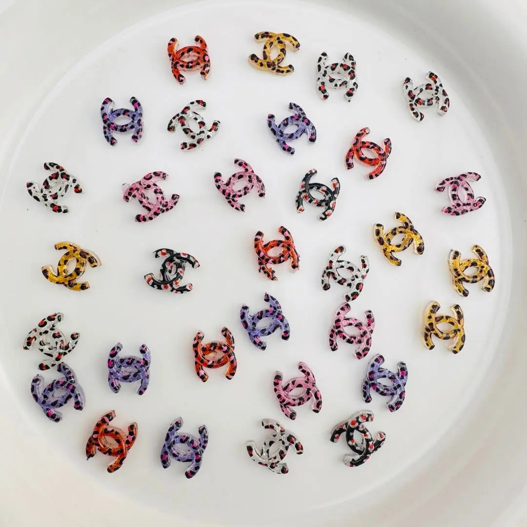 PP10718-About 8mm C Leopard Printed Nail Charms Zoe DIY Wholesale
