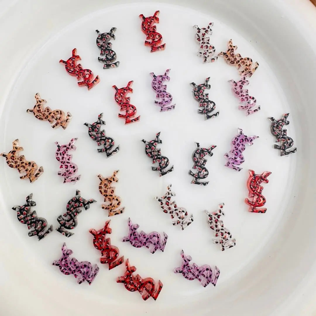 PP10720-About 8×14mm YSL Leopard Printed Nail Charms Zoe DIY Wholesale
