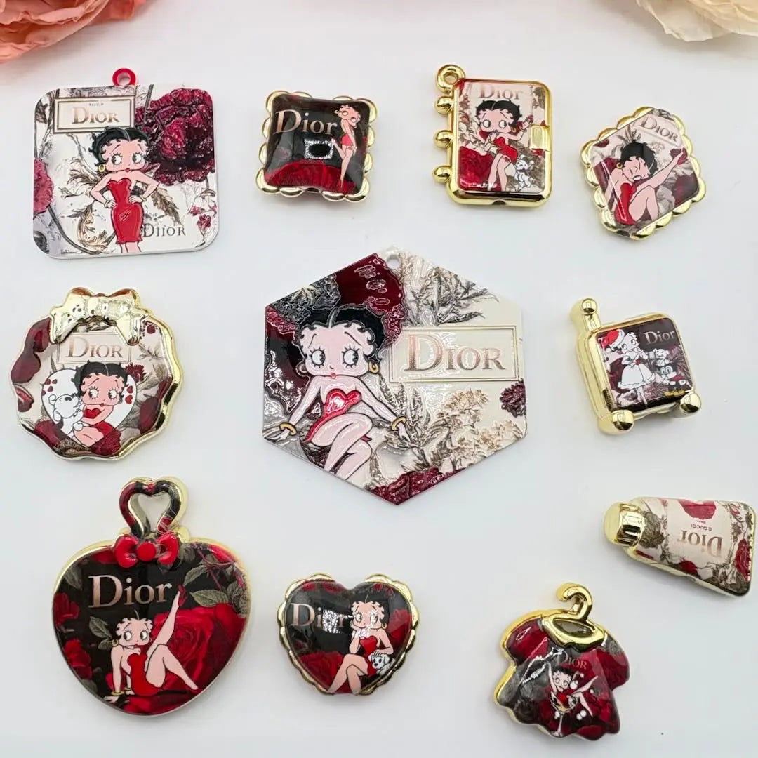 PP10914-Betty Boop Acrylic Printed Beads Zoe DIY Wholesale