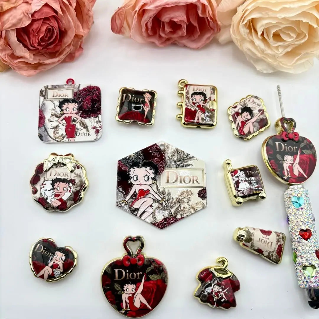 PP10914-Betty Boop Acrylic Printed Beads Zoe DIY Wholesale