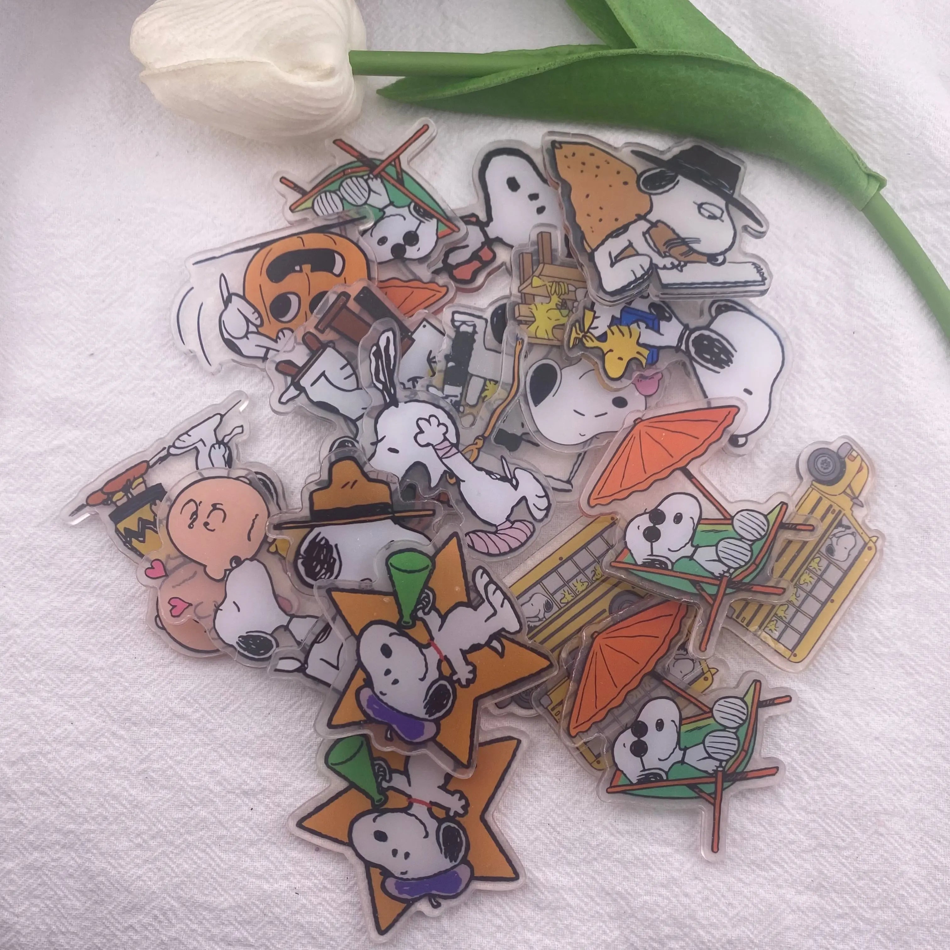 Printed Acrylic Charms  Double Sided Clear Snoopy Patterns Dog Charms for Jewelry Making DIY Zoe's DIY Shop