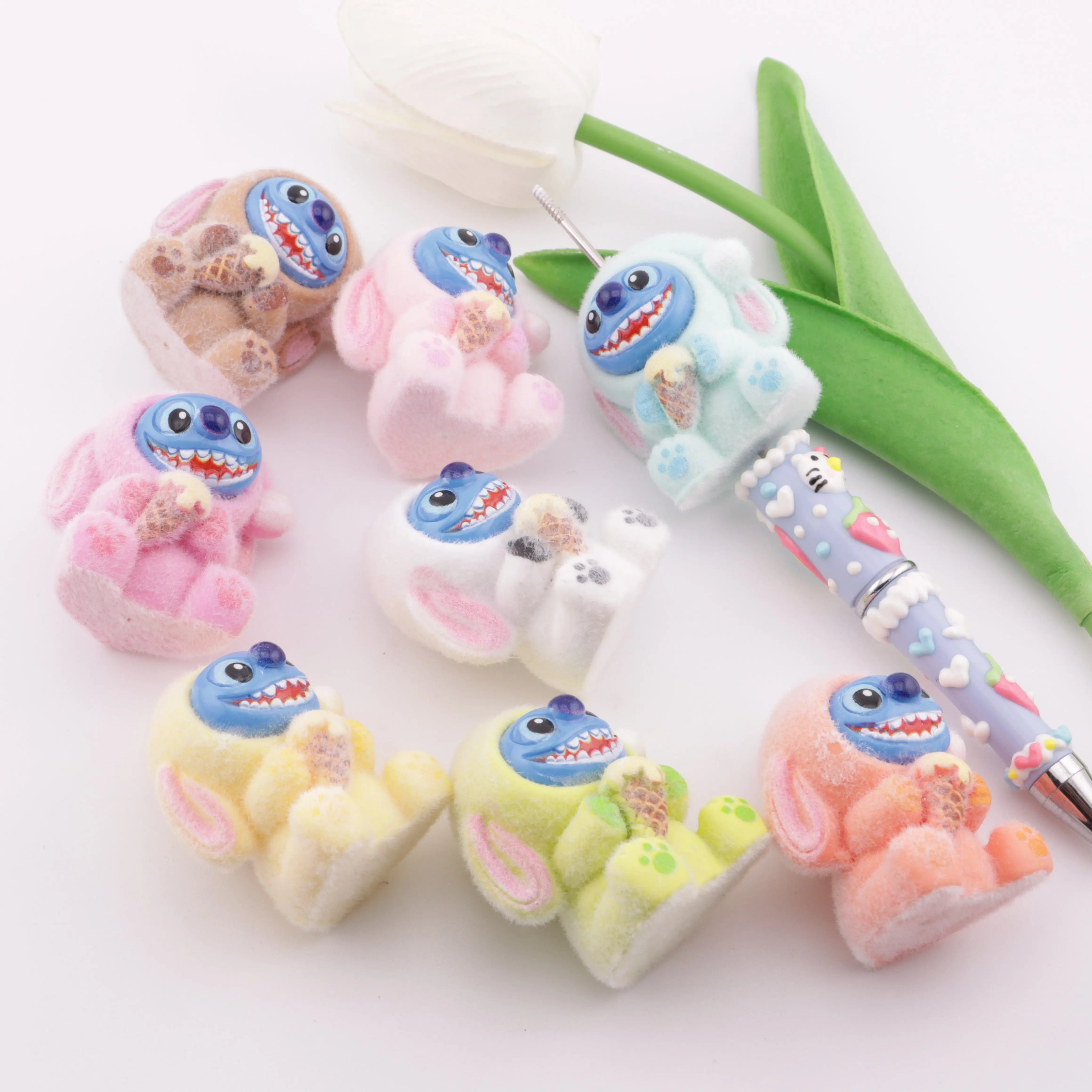 Stitch Flocked Resin Beads (Through Holes) Zoe's DIY Shop