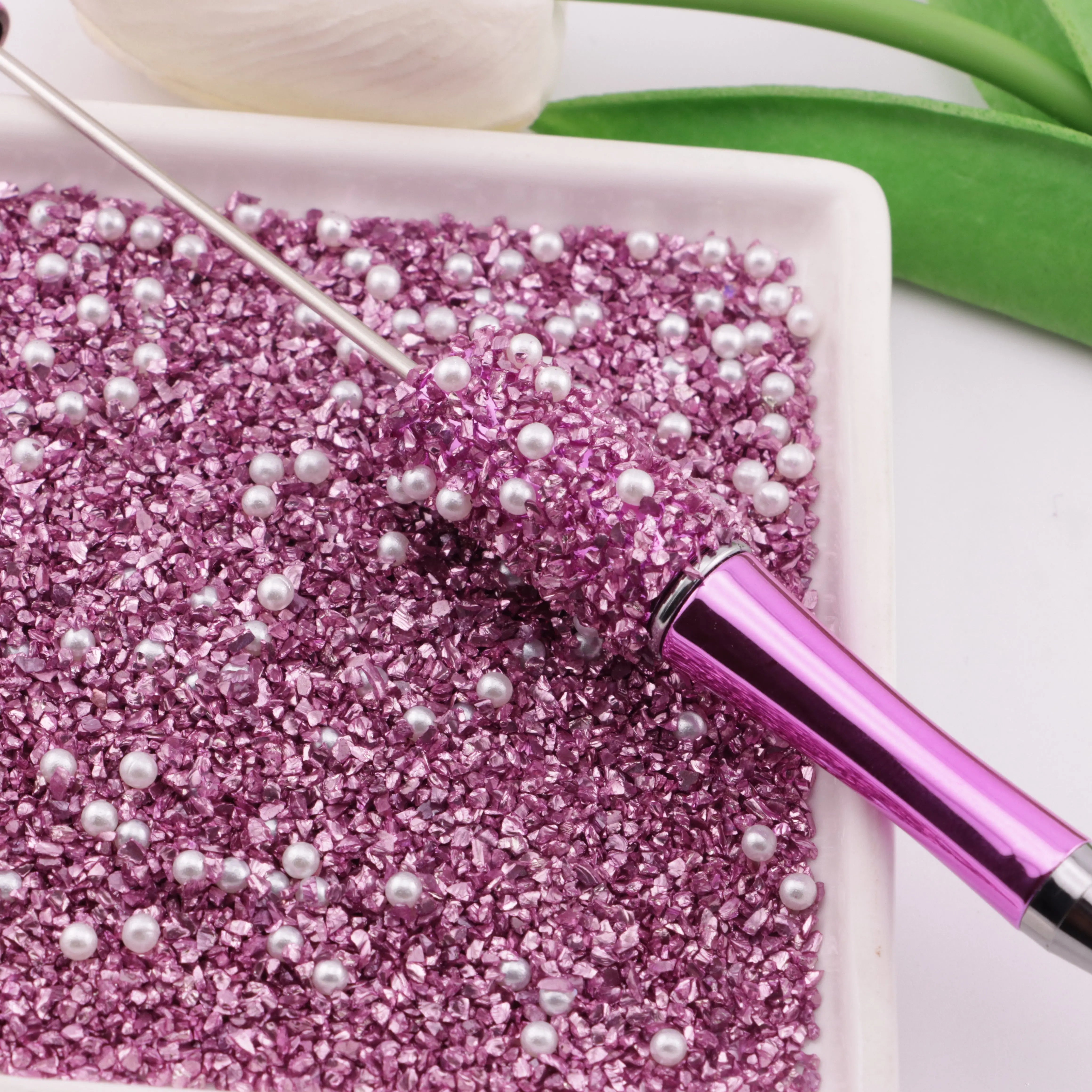 Uv Color Glass Sand + Pearl Mixed: Colored Plated Glass Sand + Pearl Mixed Style ZoeDIY Shop