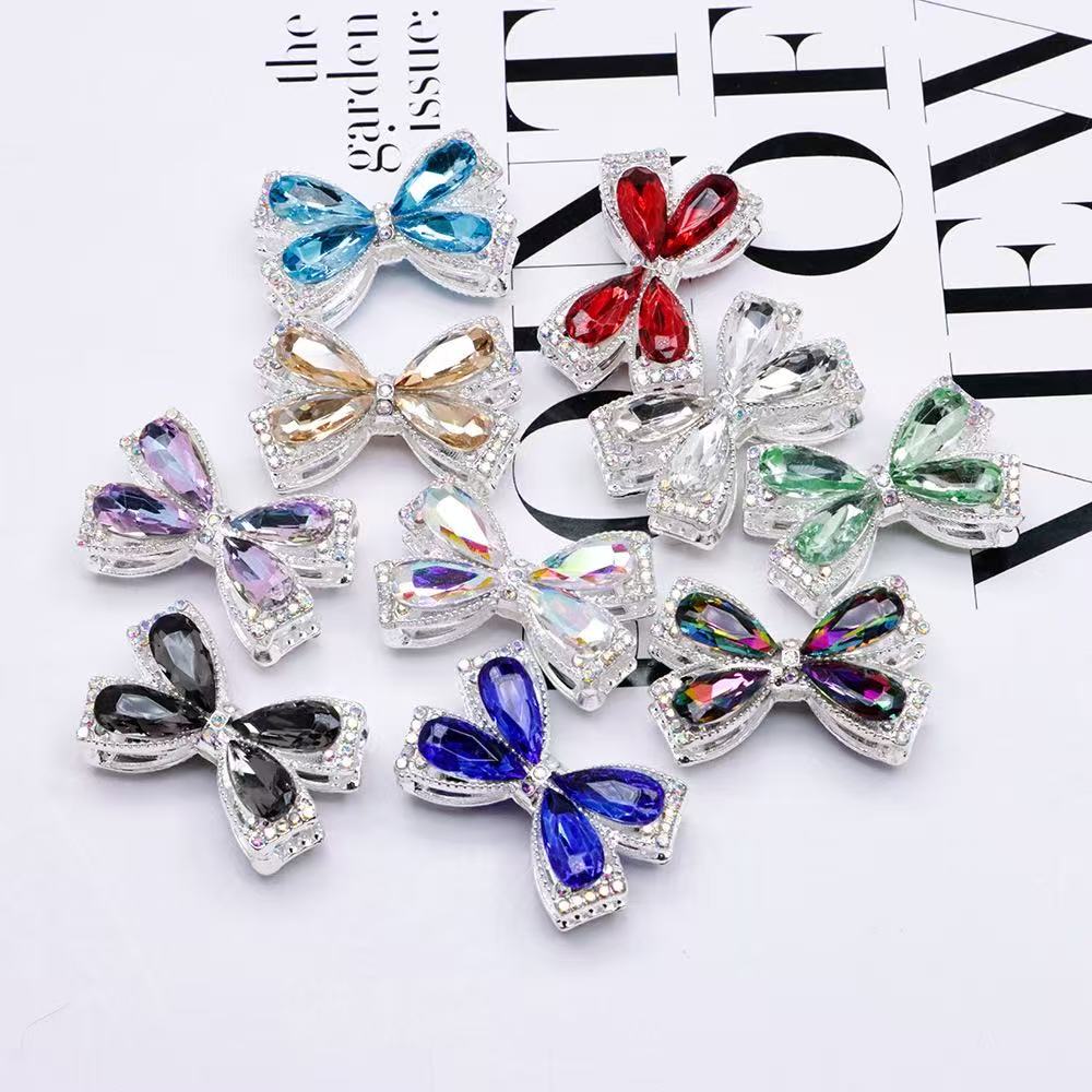 FS4850-About 27×34cm Crystal Glass Rhinestone Bow Metal Beads