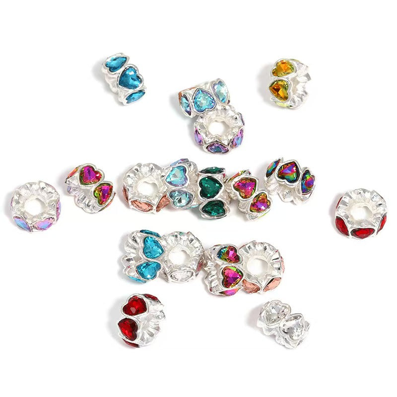 FS5236- 14mm Metal Spacers With 6 Heart Diamonds
