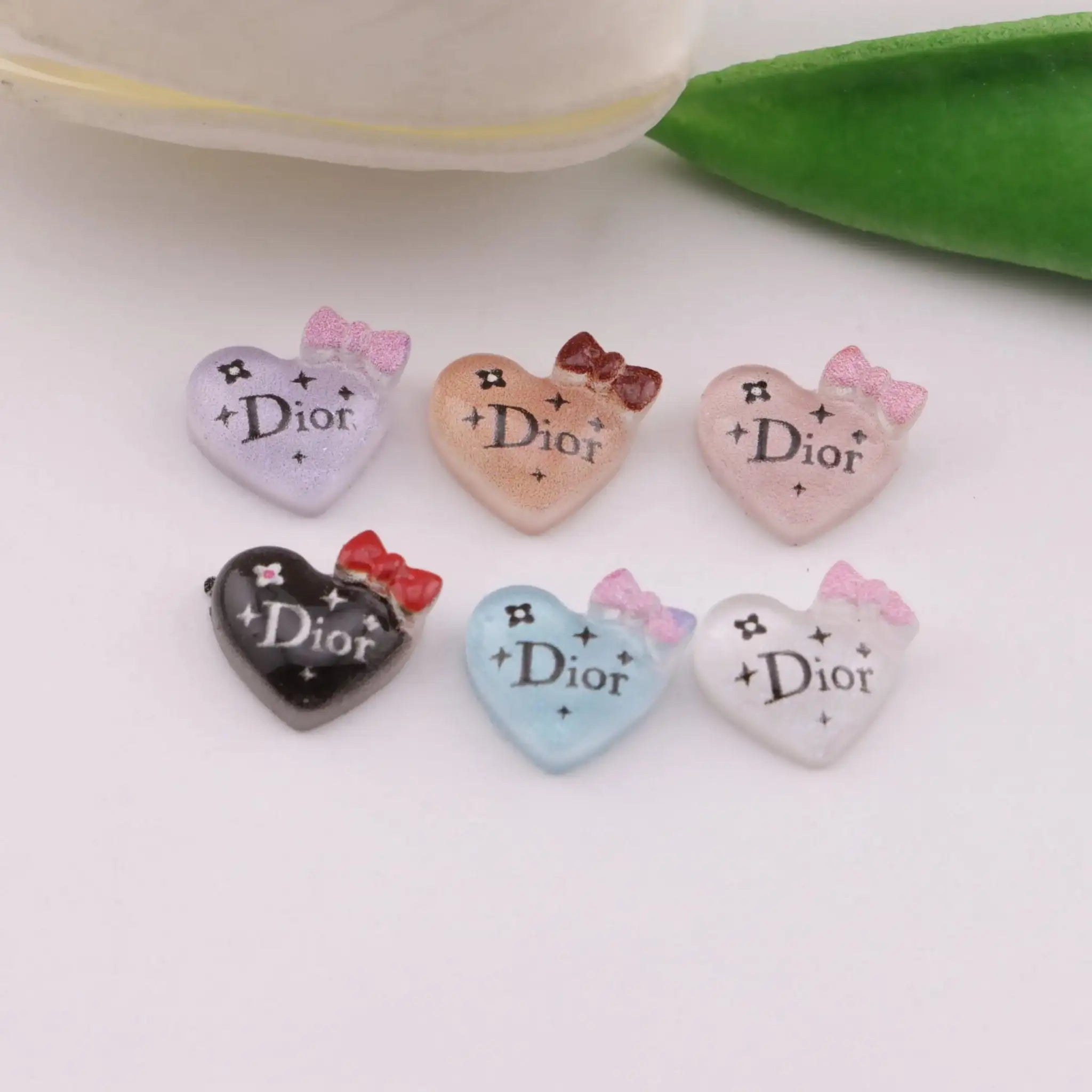 ABOUT 11×10MM BOWS HEART DIOR NAIL CHARMS -Zoe DIY Wholesale