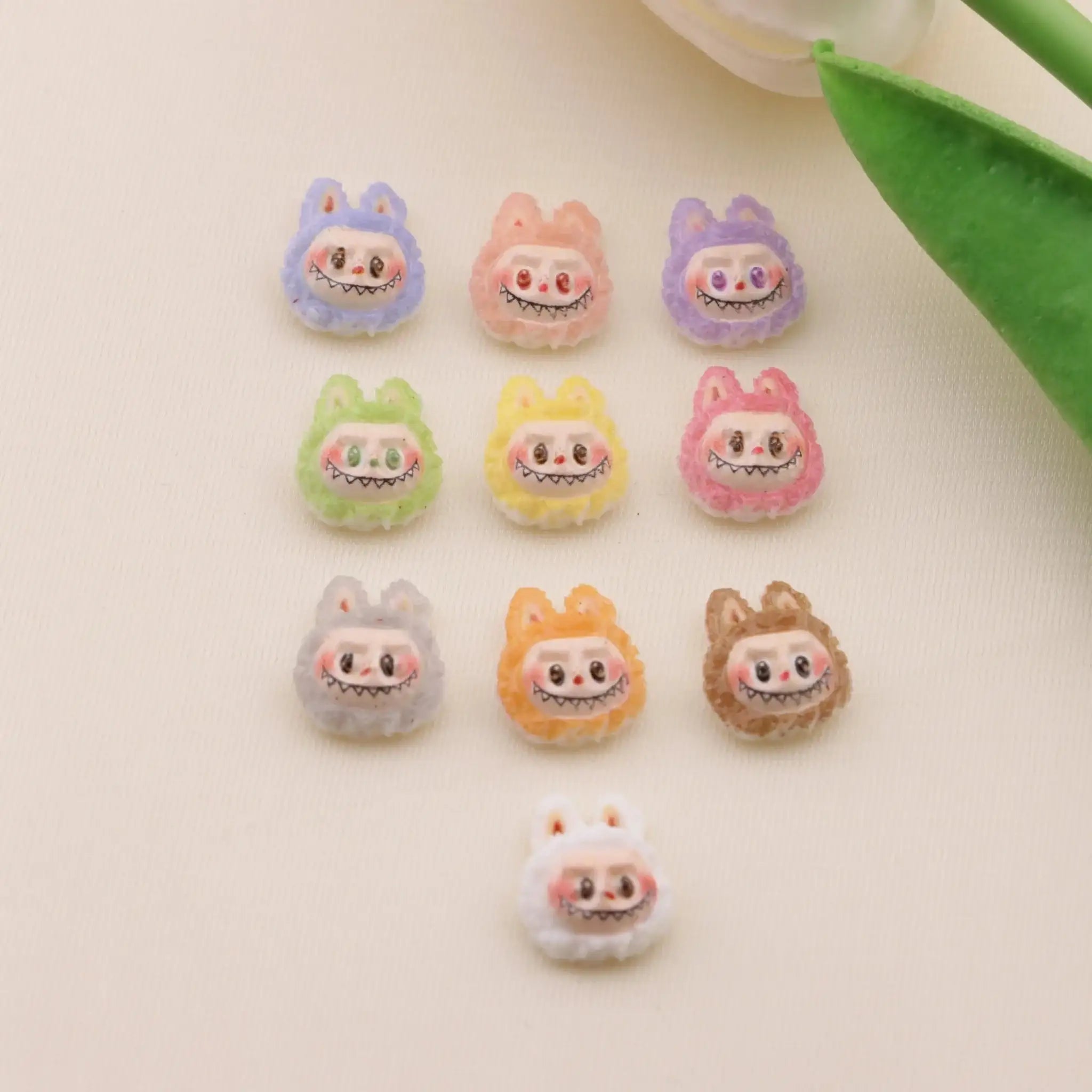 Approximately 10mm Labubu Head Resin Nail Charms -Zoe DIY Wholesale