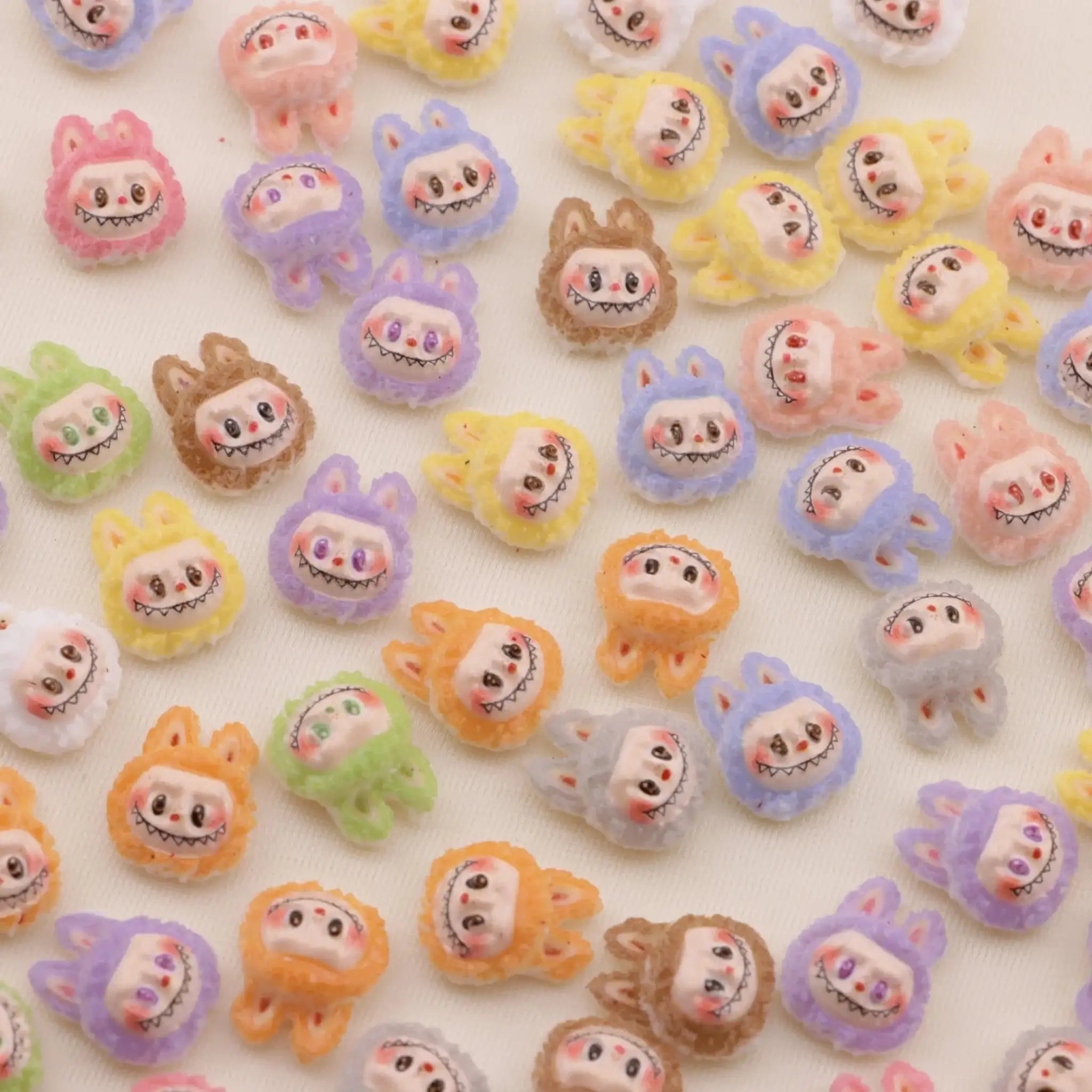 Approximately 10mm Labubu Head Resin Nail Charms -Zoe DIY Wholesale