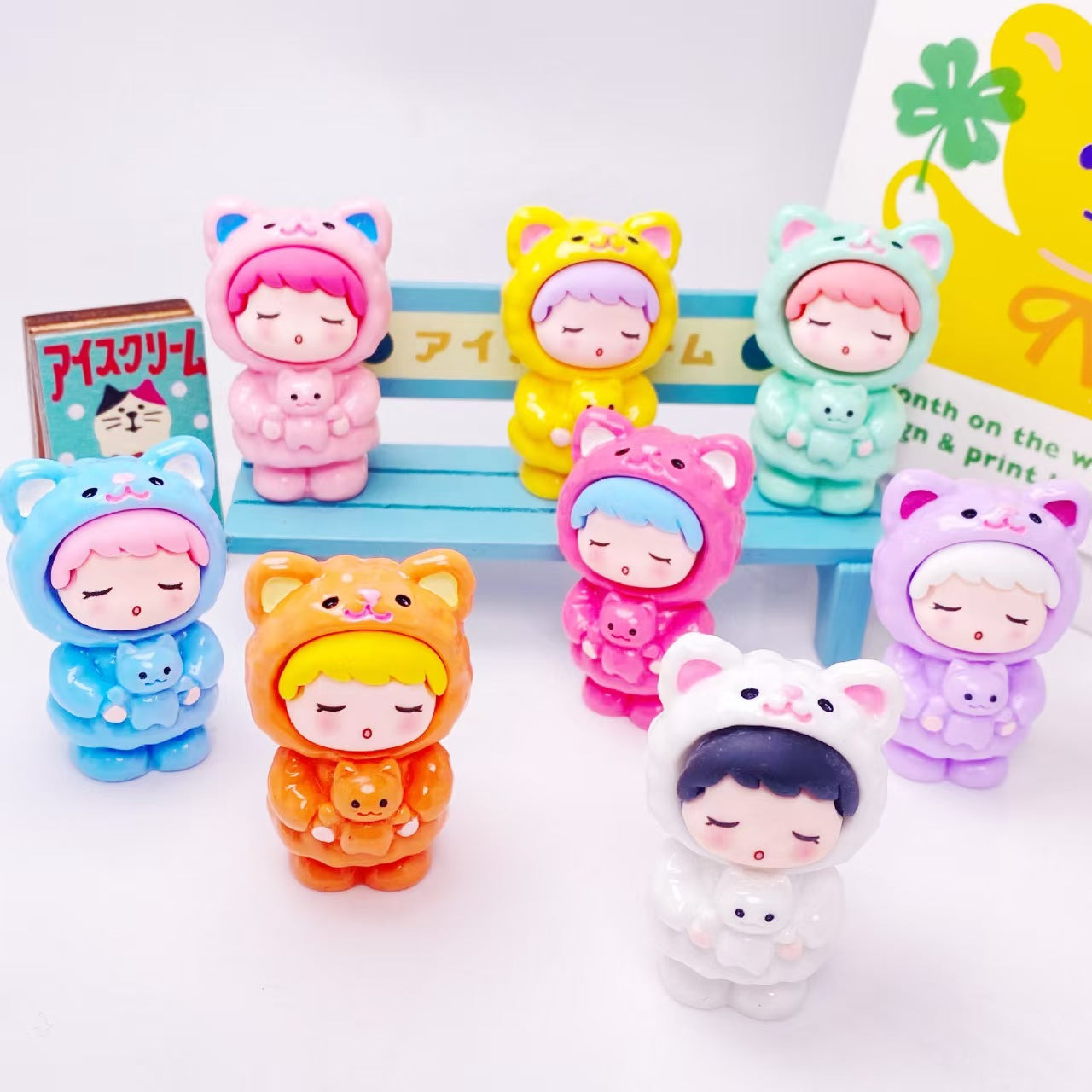 FS3572- 8 Pcs/Set Cat Boy Charms Standing Hugging Cat (Without Holes)