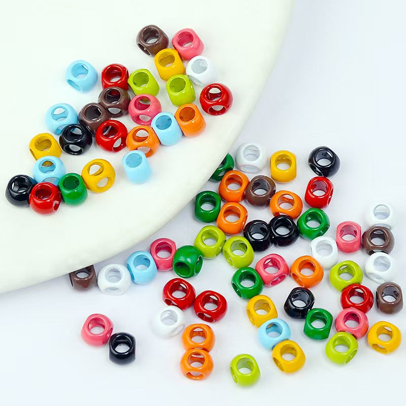 FS3618- 7.5Mm Metal 4-Hole Beads, Metal Baked Enamel Cross Beads