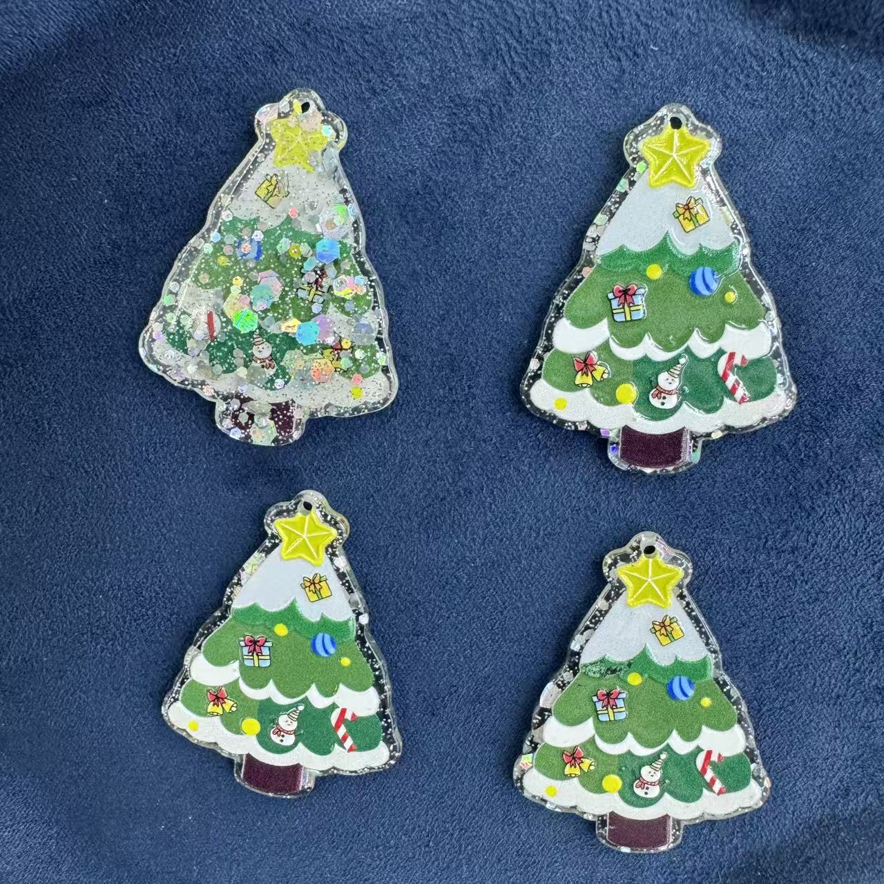Christmas Tree and Christmas acrylic pendant, suitable for making keychains