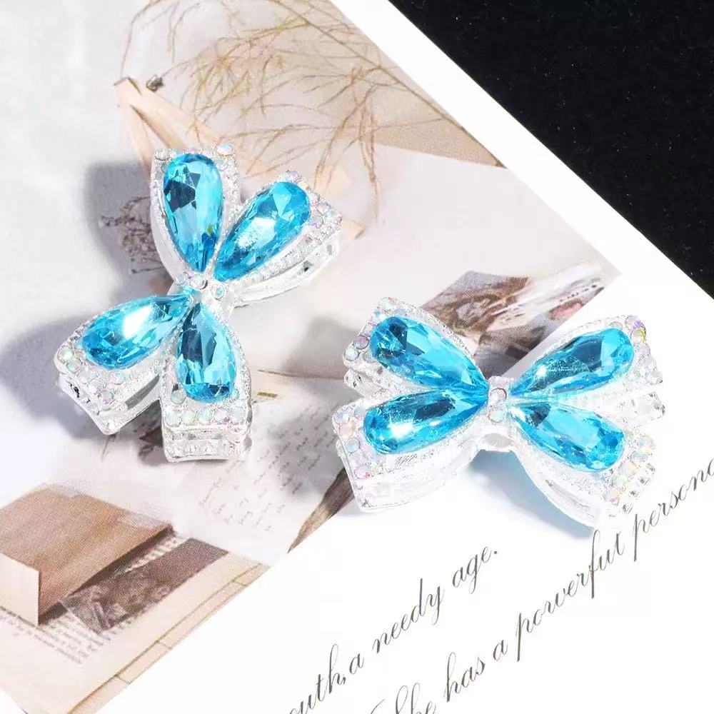 FS4850-About 27×34cm Crystal Glass Rhinestone Bow Metal Beads